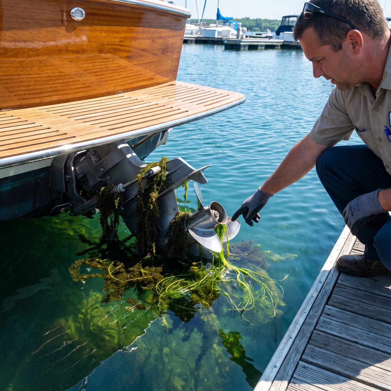 Aquatic Weeds Are Wrapped Around the Propeller or Intake
