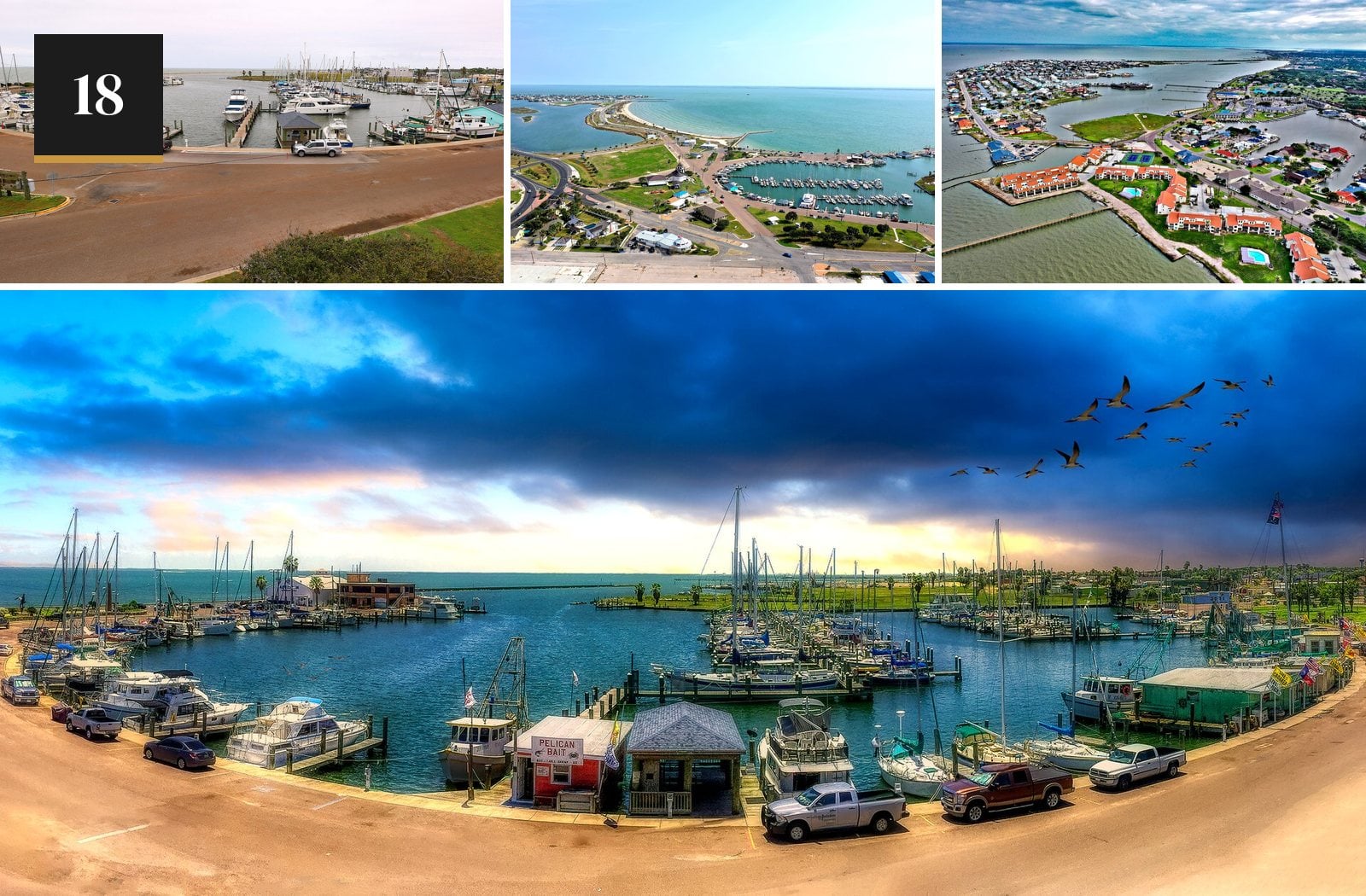 The waterfront in Rockport, Texas