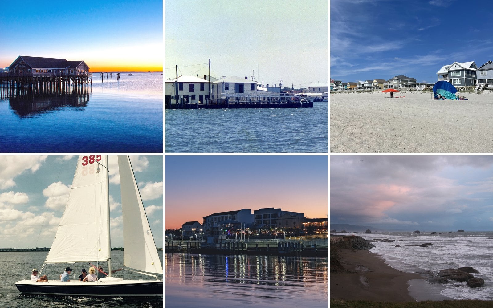 Waterfronts in Rockland, Maine; Crisfield, Maryland; Surfside Beach, South Carolina; Punta Gorda, Florida; Bay St. Louis, Mississippi; Crescent City, California