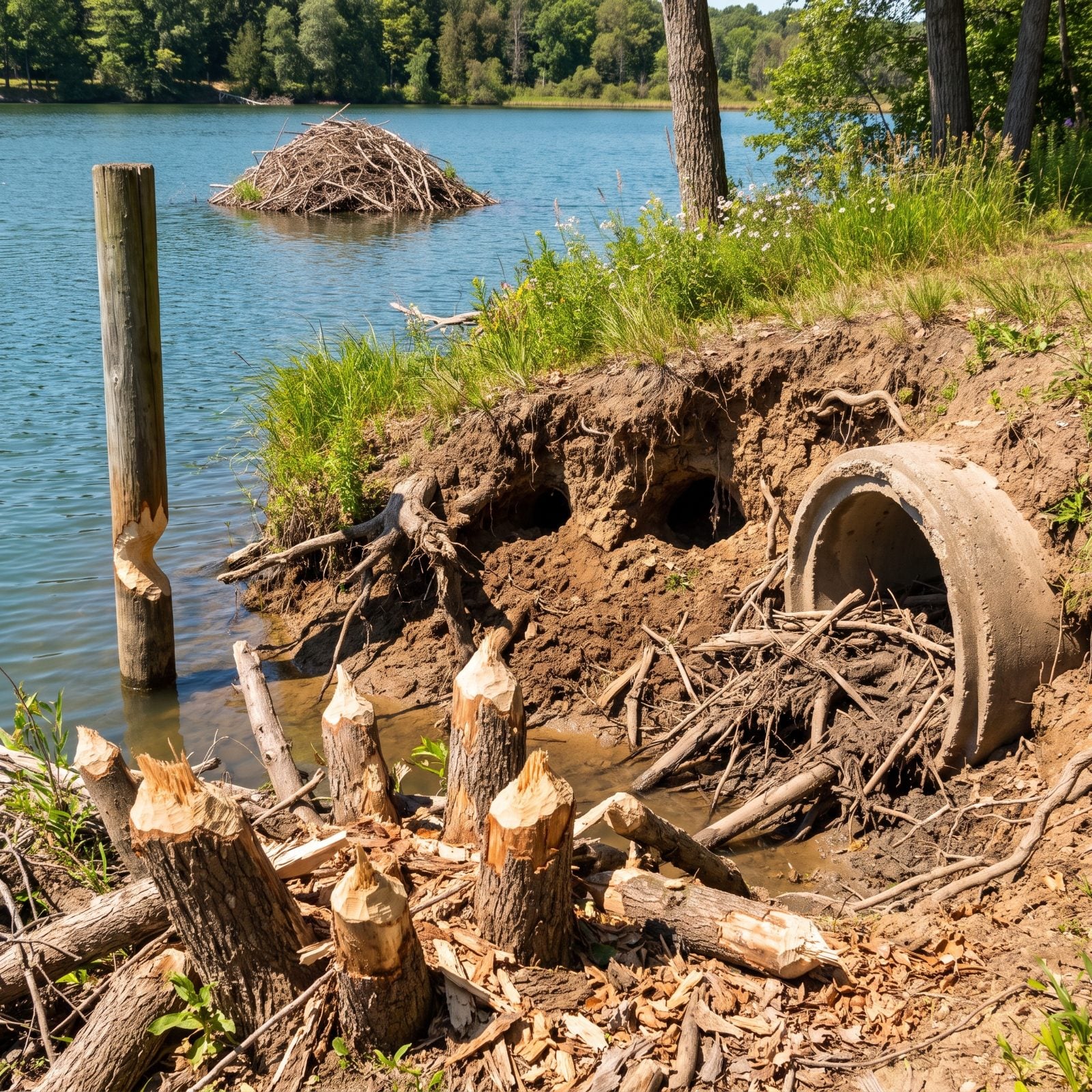 Beaver and Muskrat Damage to Banks, Culverts and Dock Pilings