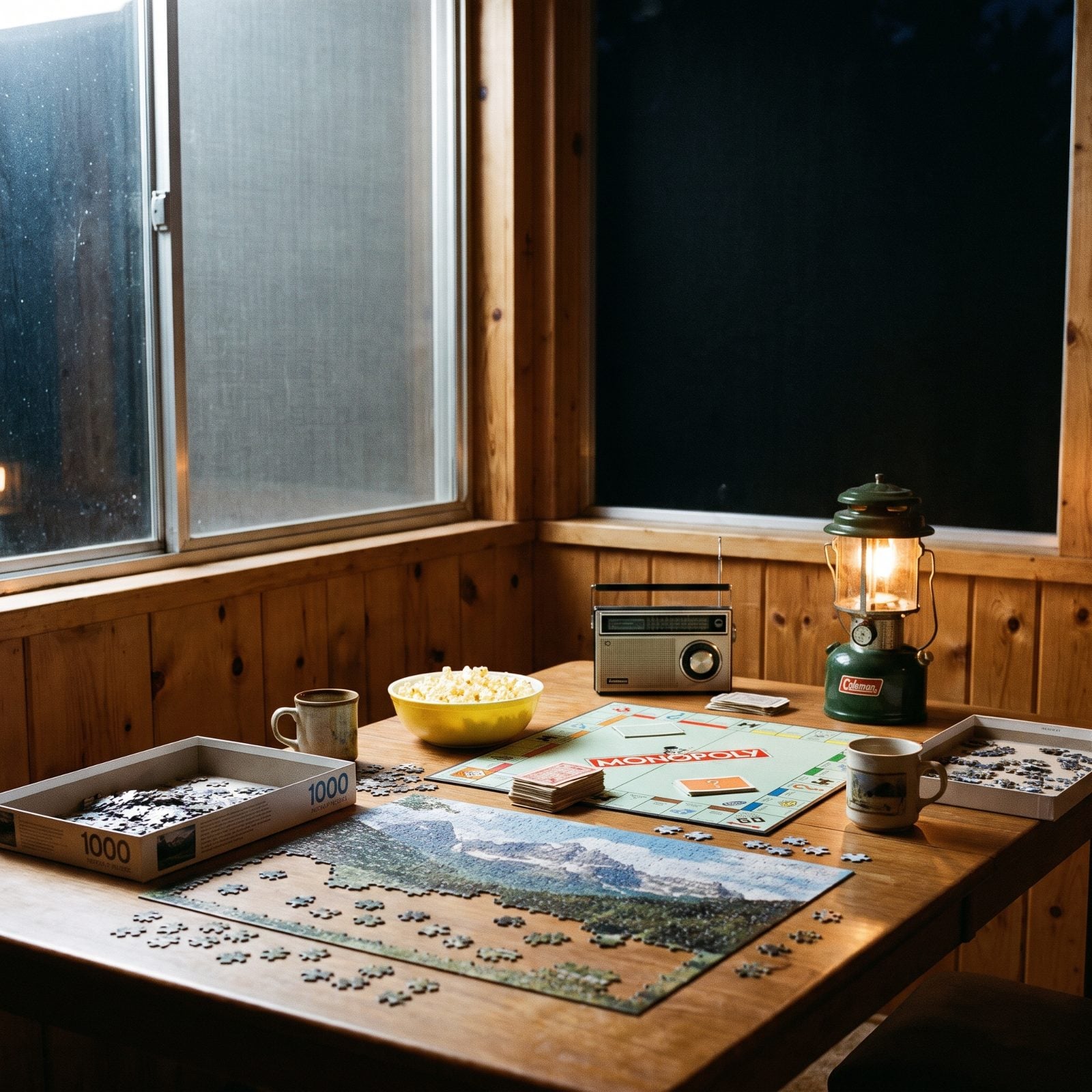 Board Games and Jigsaw Puzzles by Lantern Light