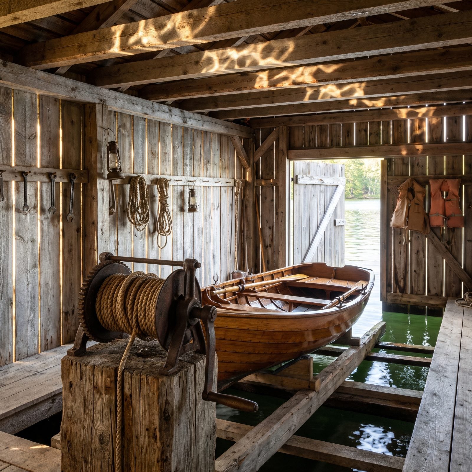 A Boathouse With a Hand-Cranked Winch