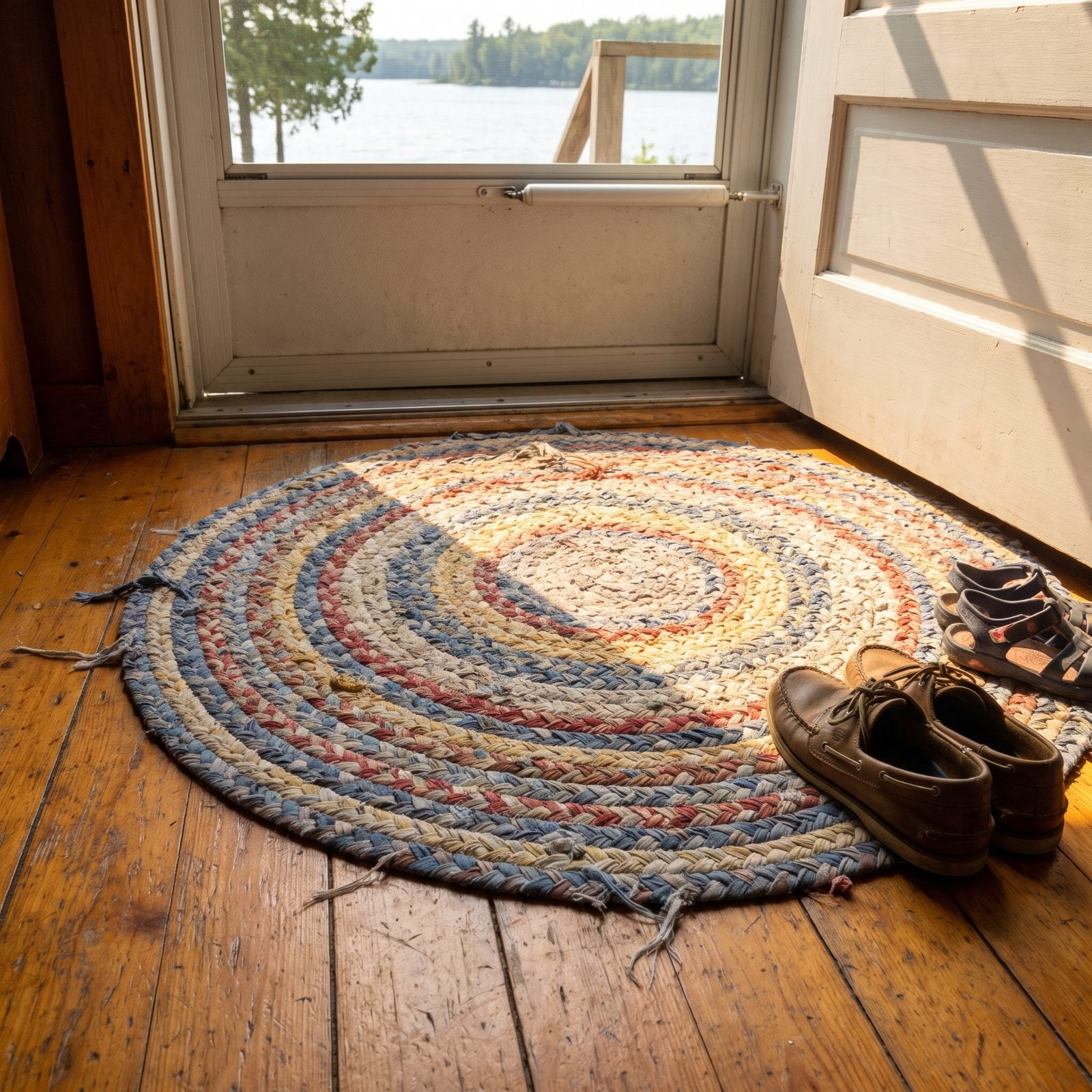 A Braided Rag Rug Waiting at the Door
