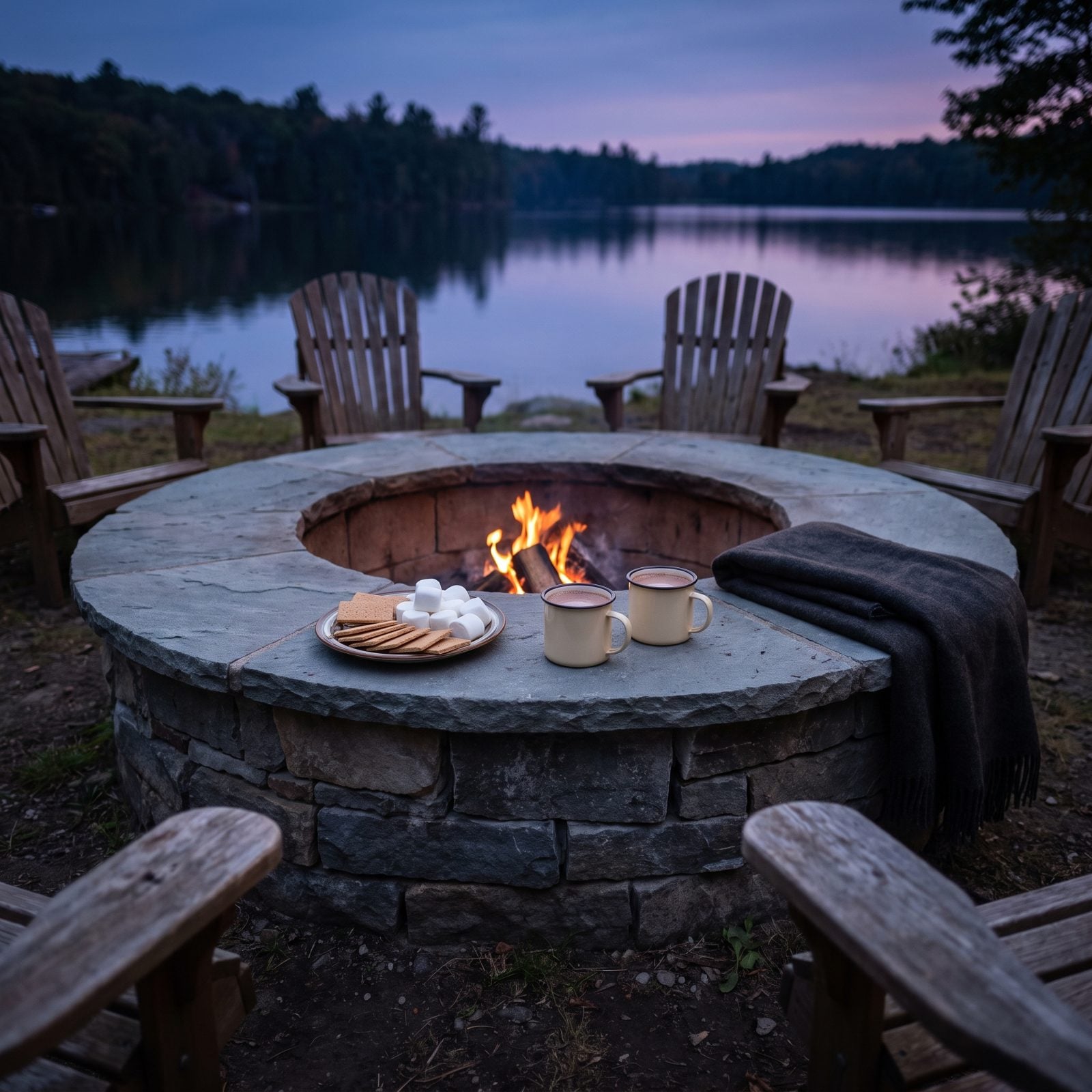 Build the Firepit With Wide Ledges for Plates and Mugs
