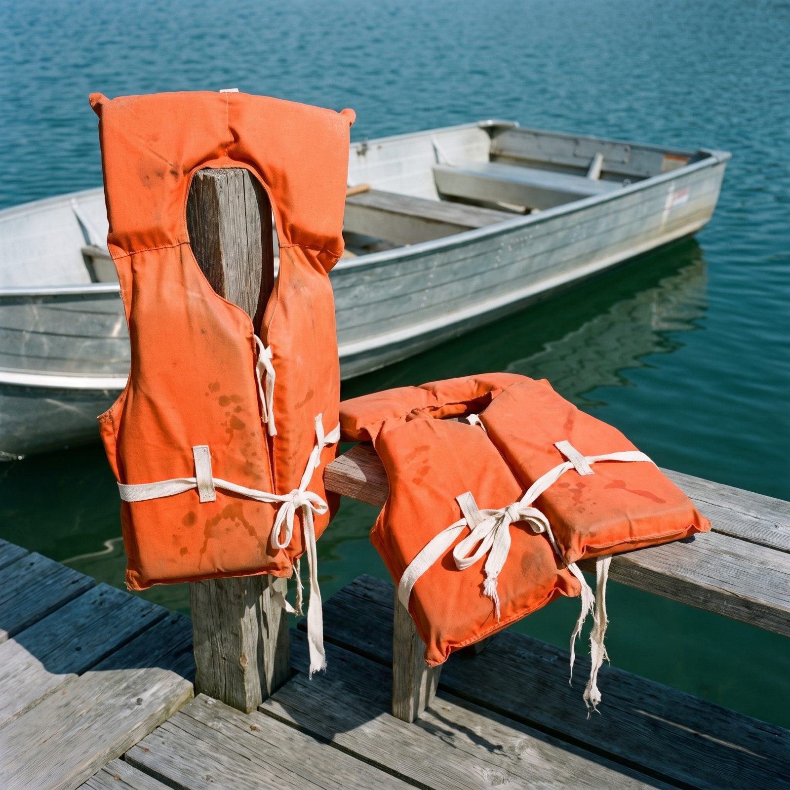 Bulky Orange Kapok Life Jackets With White Cotton Ties