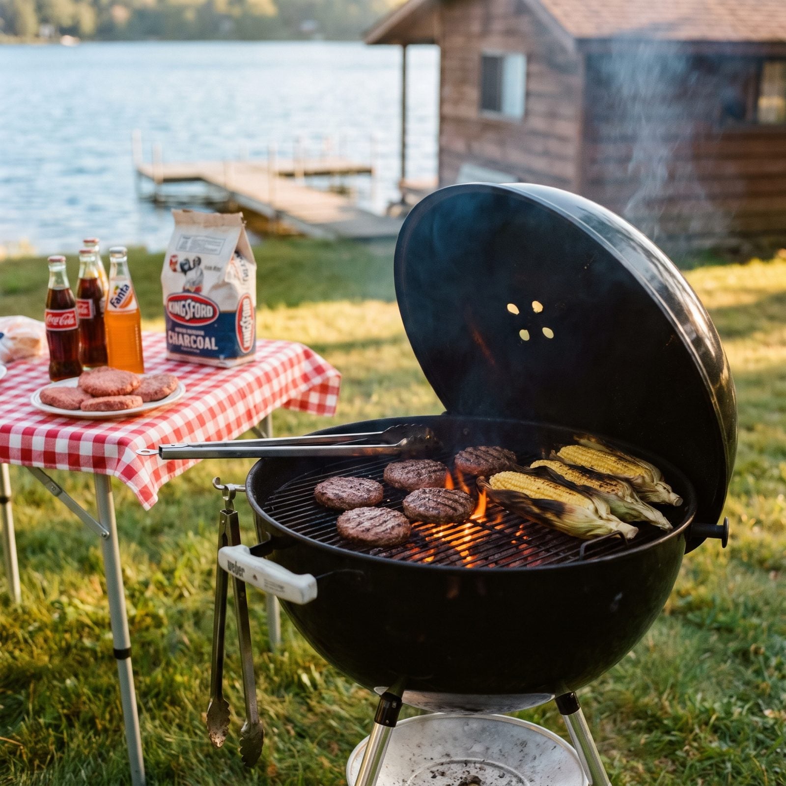 Burgers and Corn on the Charcoal Grill