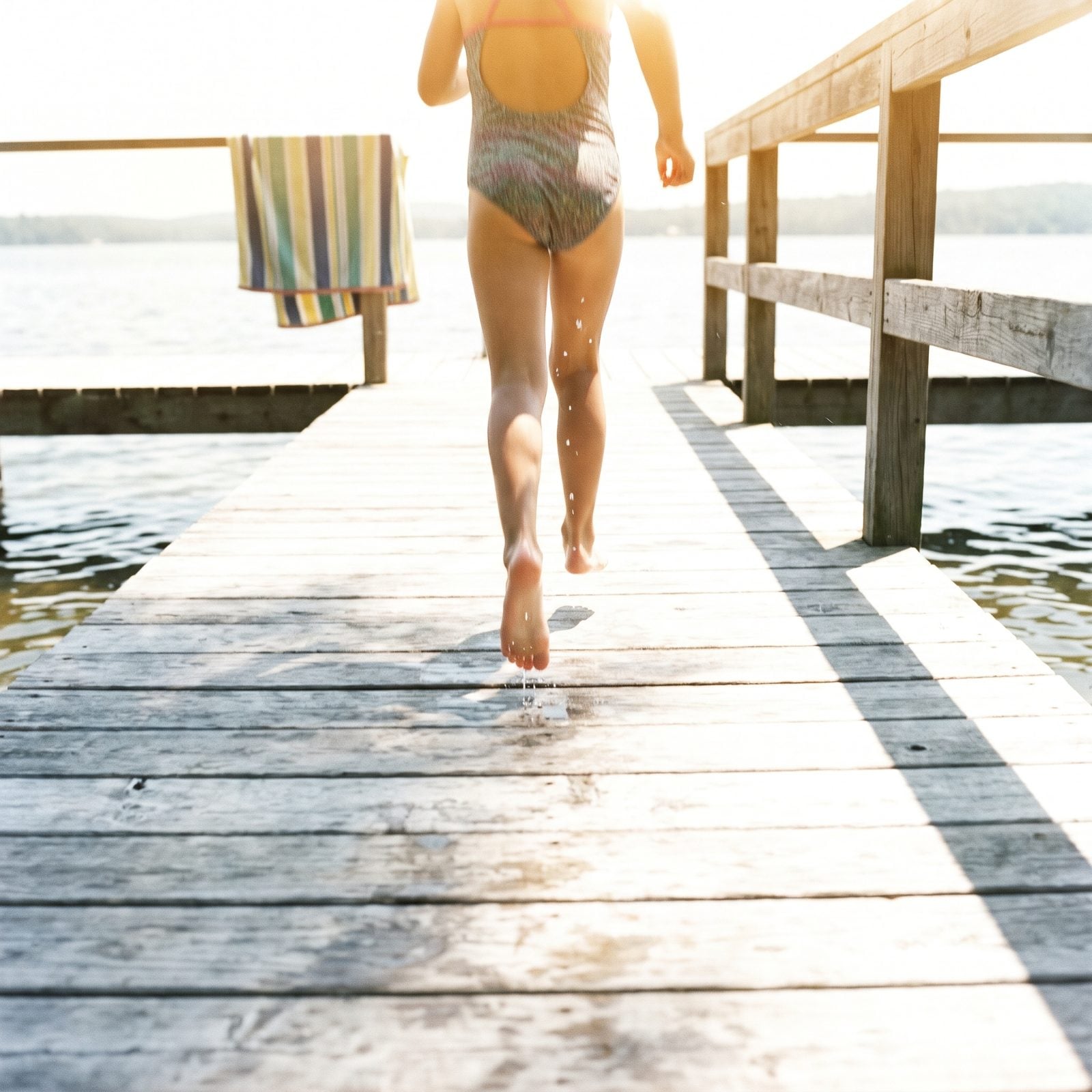 Burning Your Feet On The Dock Boards Sprinting For A Towel