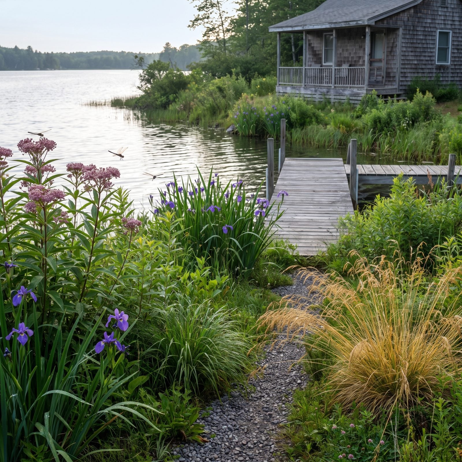 Clipped Foundation Shrubs Lose to Native Shoreline Plants That Actually Work