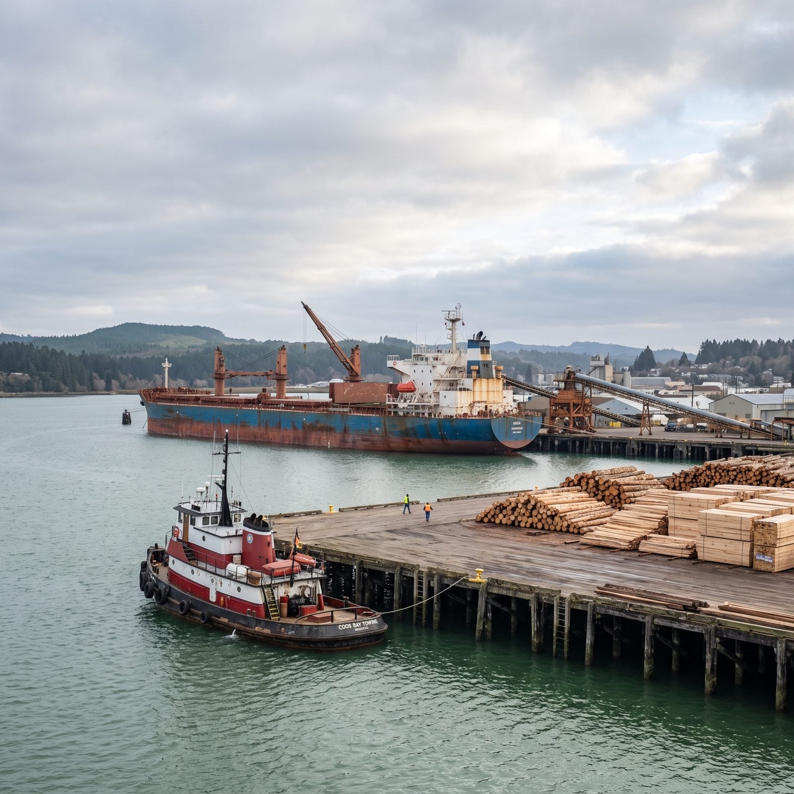 Coos Bay, Oregon: Timber Docks and Tugboats Outnumber the Resort Trappings