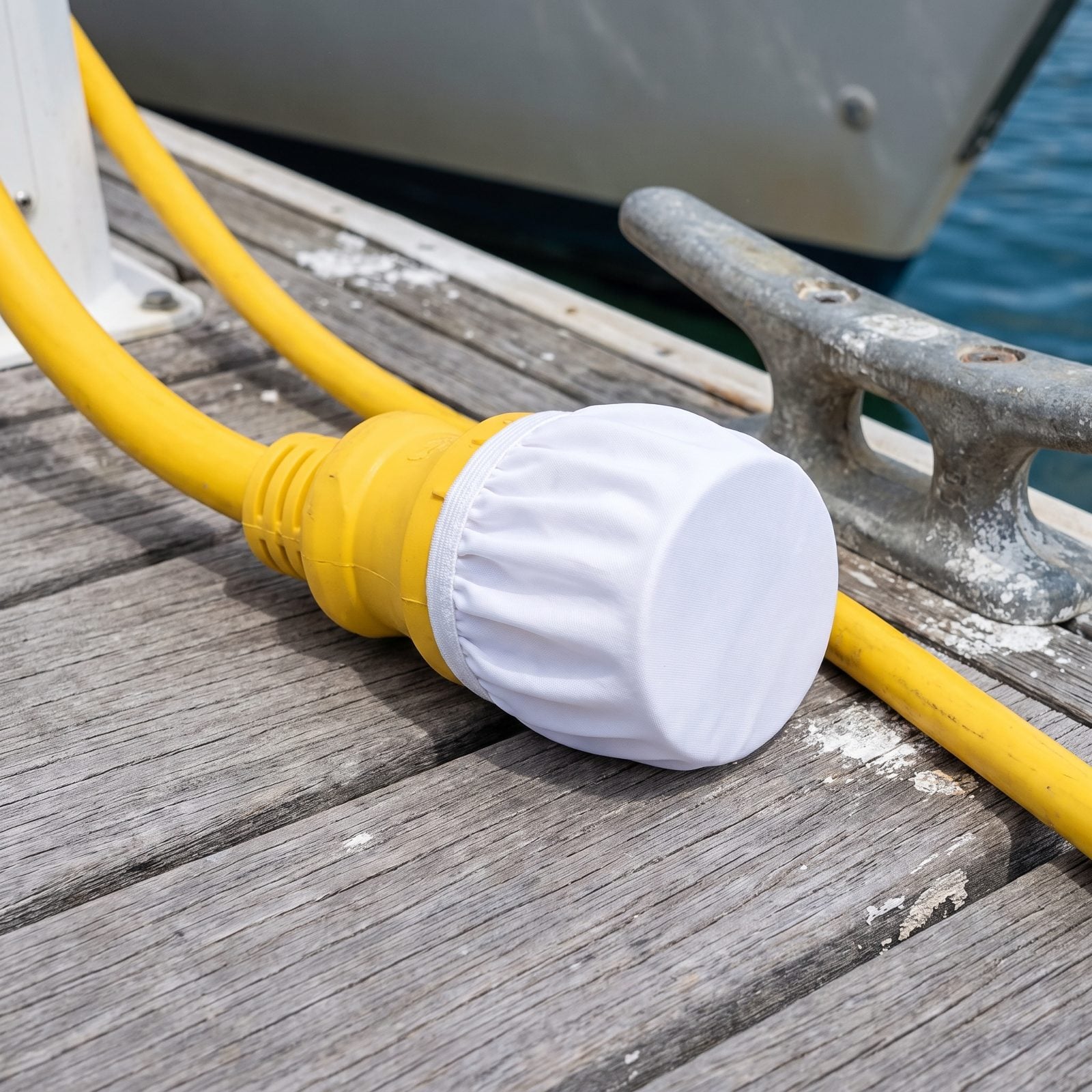 Cover an Unplugged Shore-Power Connector With a Clean Shower Cap