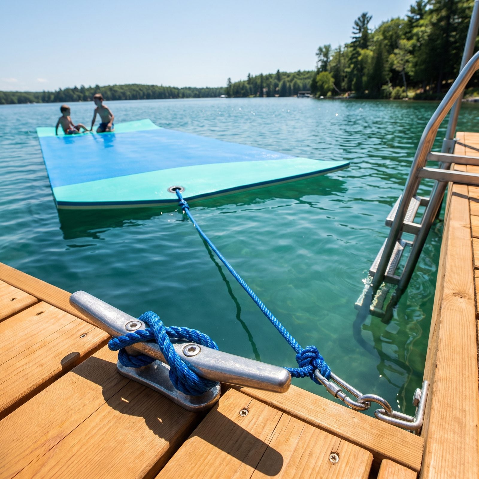 A Dedicated Anchor Point for a Floating Swim Mat