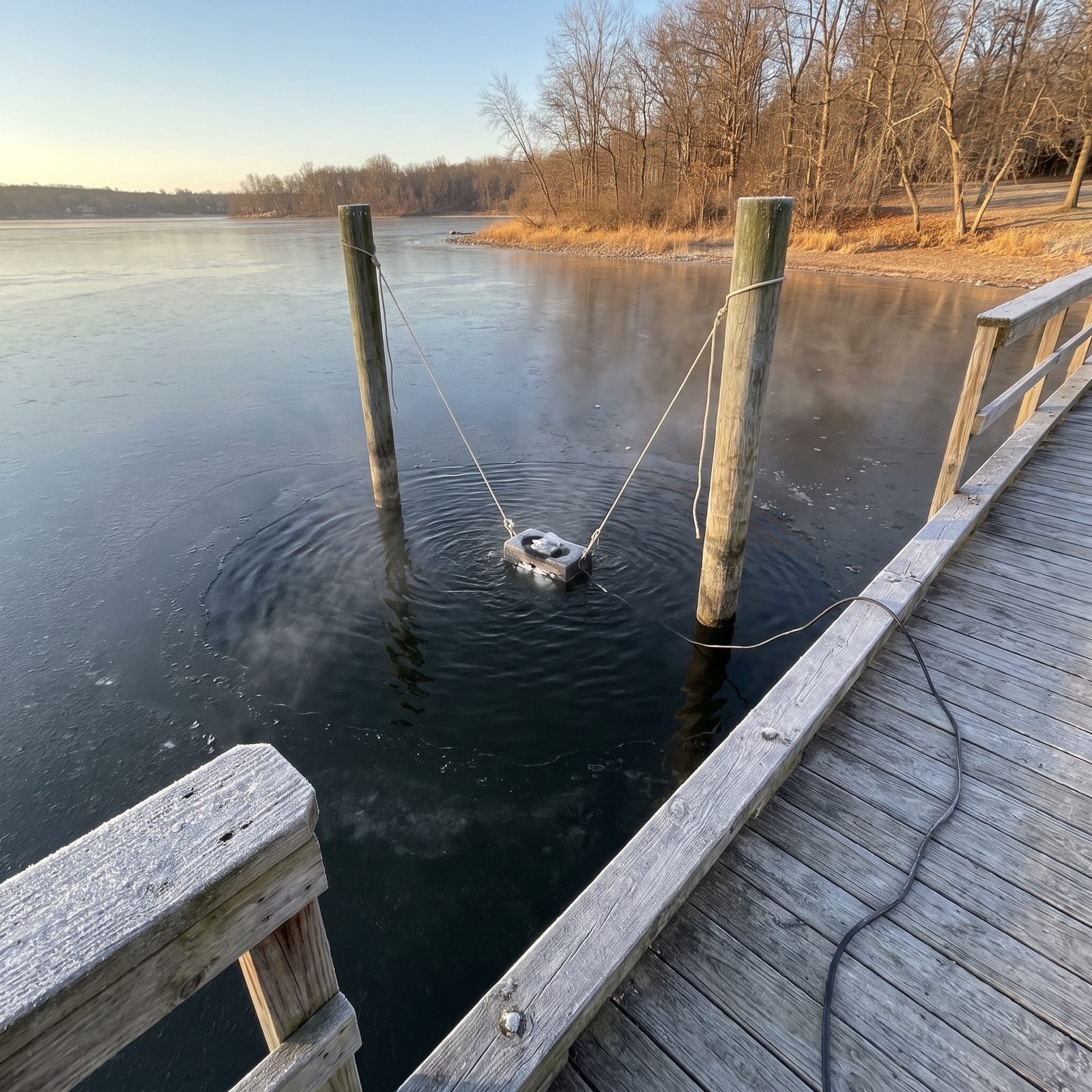 A Dock De-Icer Positioned Before the First Freeze