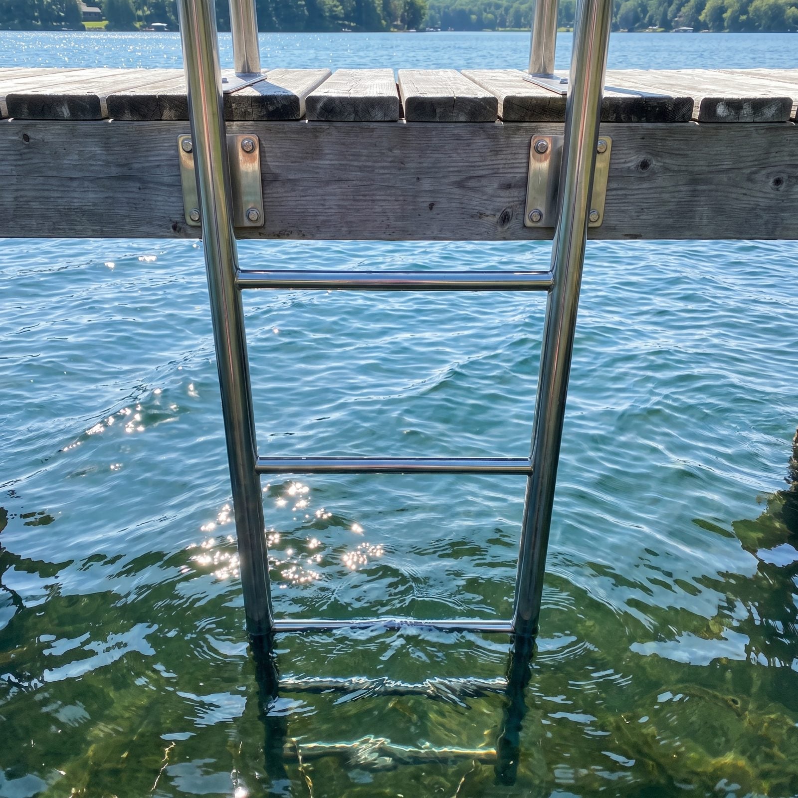 A Dock Ladder With a Permanently Submerged Bottom Rung
