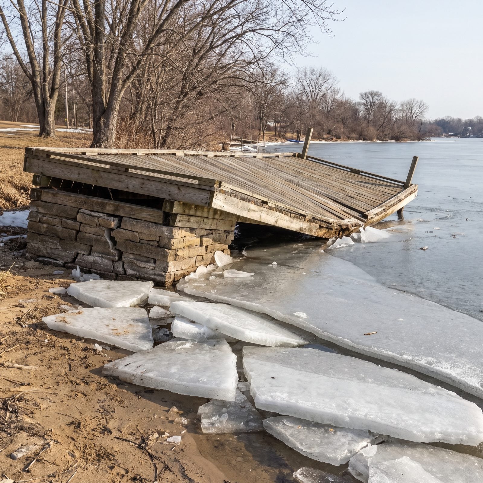 Dock Repairs After Ice Heave or Moving Ice Sheets