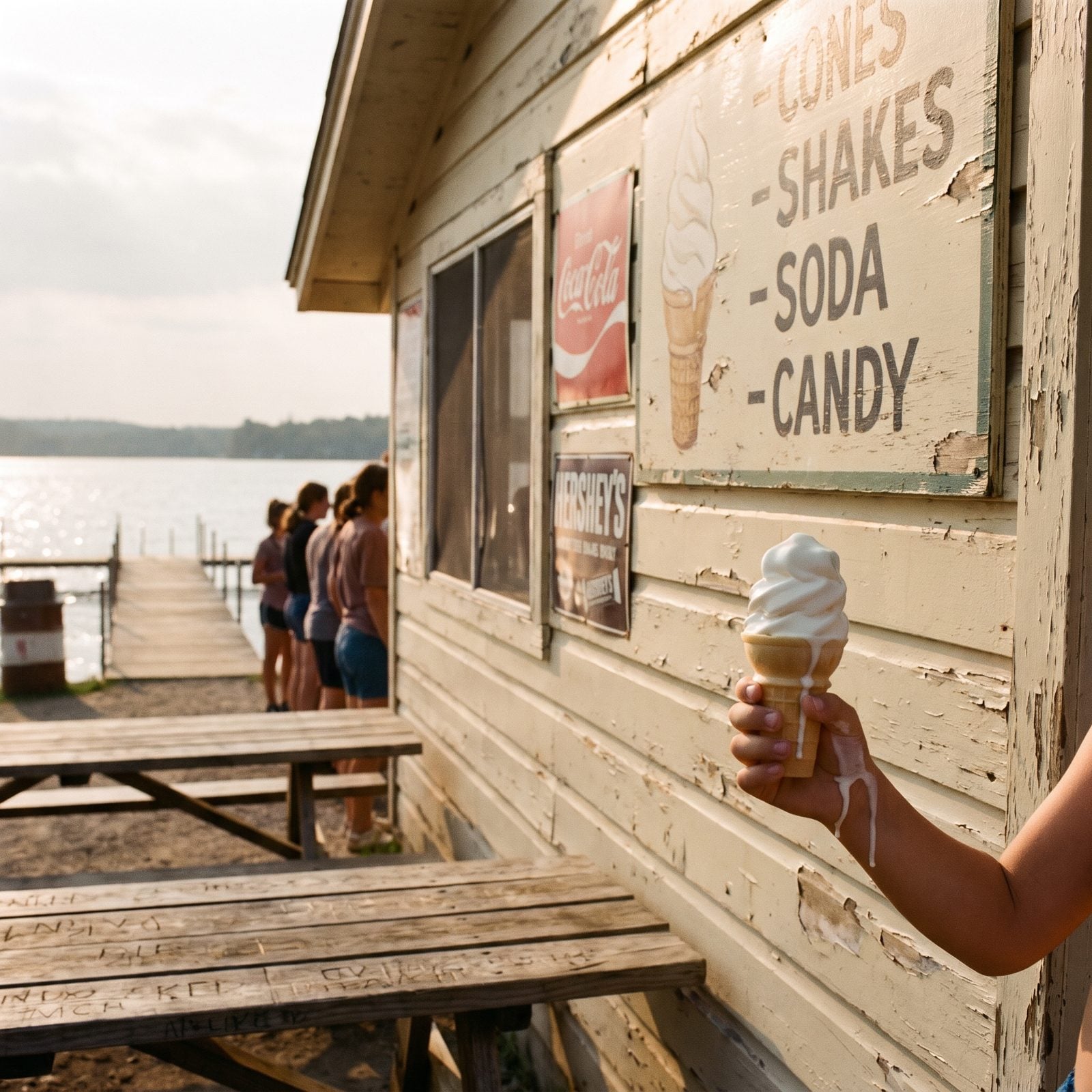 Dripping Ice Cream Cones From the Lakeside Snack Shack