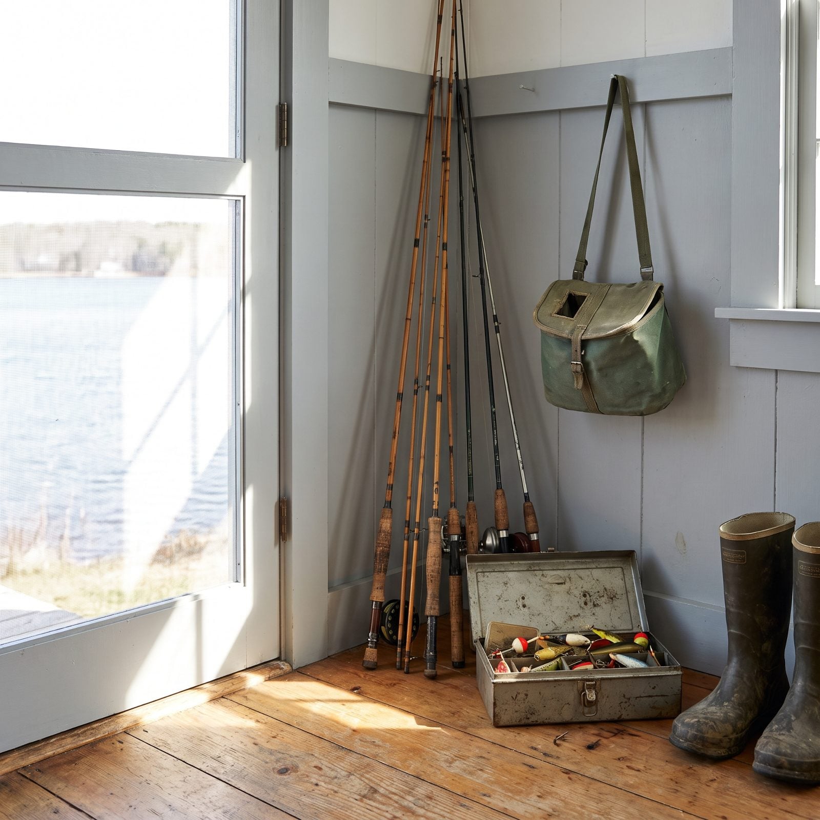 Fishing Rods Leaning in the Corner by the Door