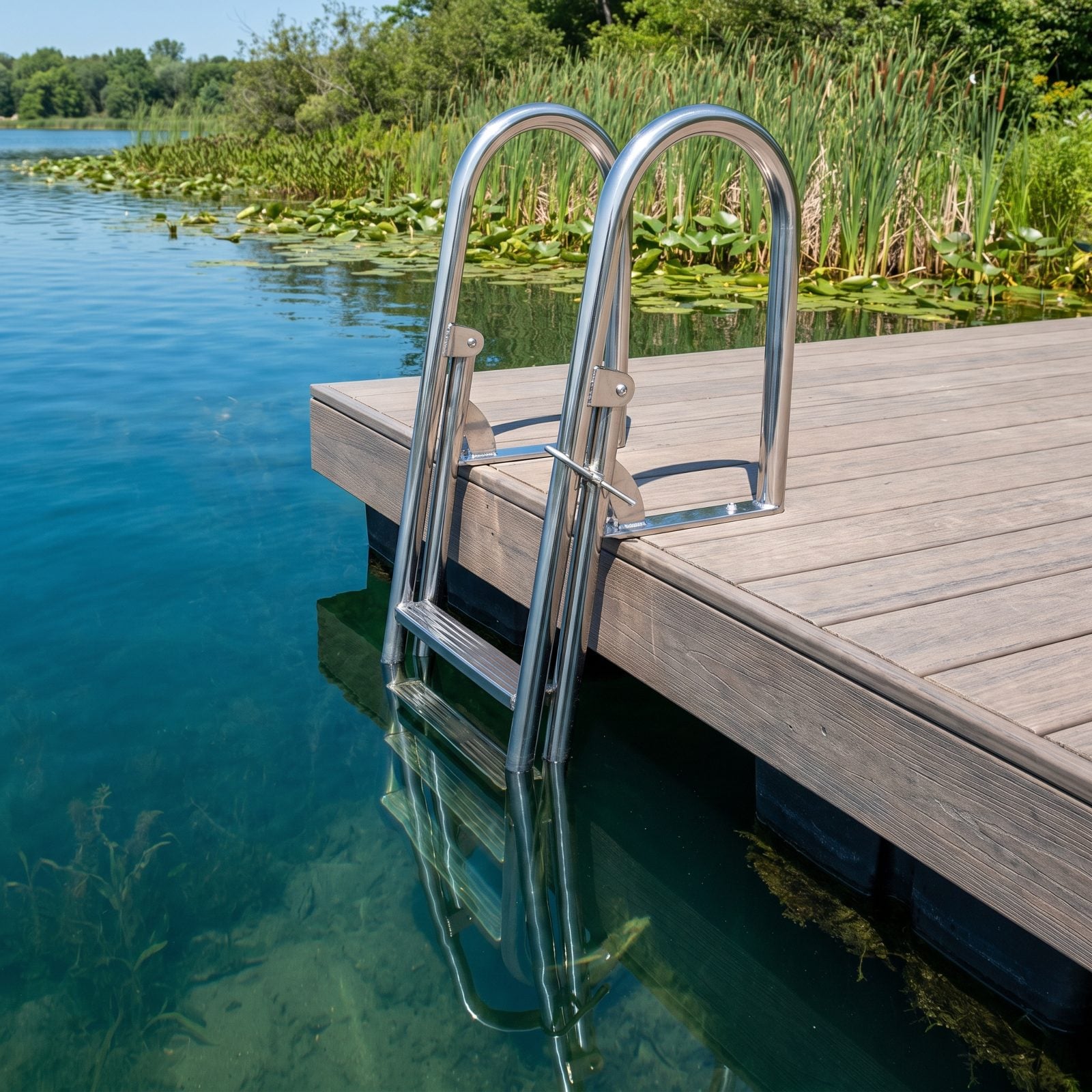 A Flip-Up Swim Ladder That Stays Clear of Algae Growth