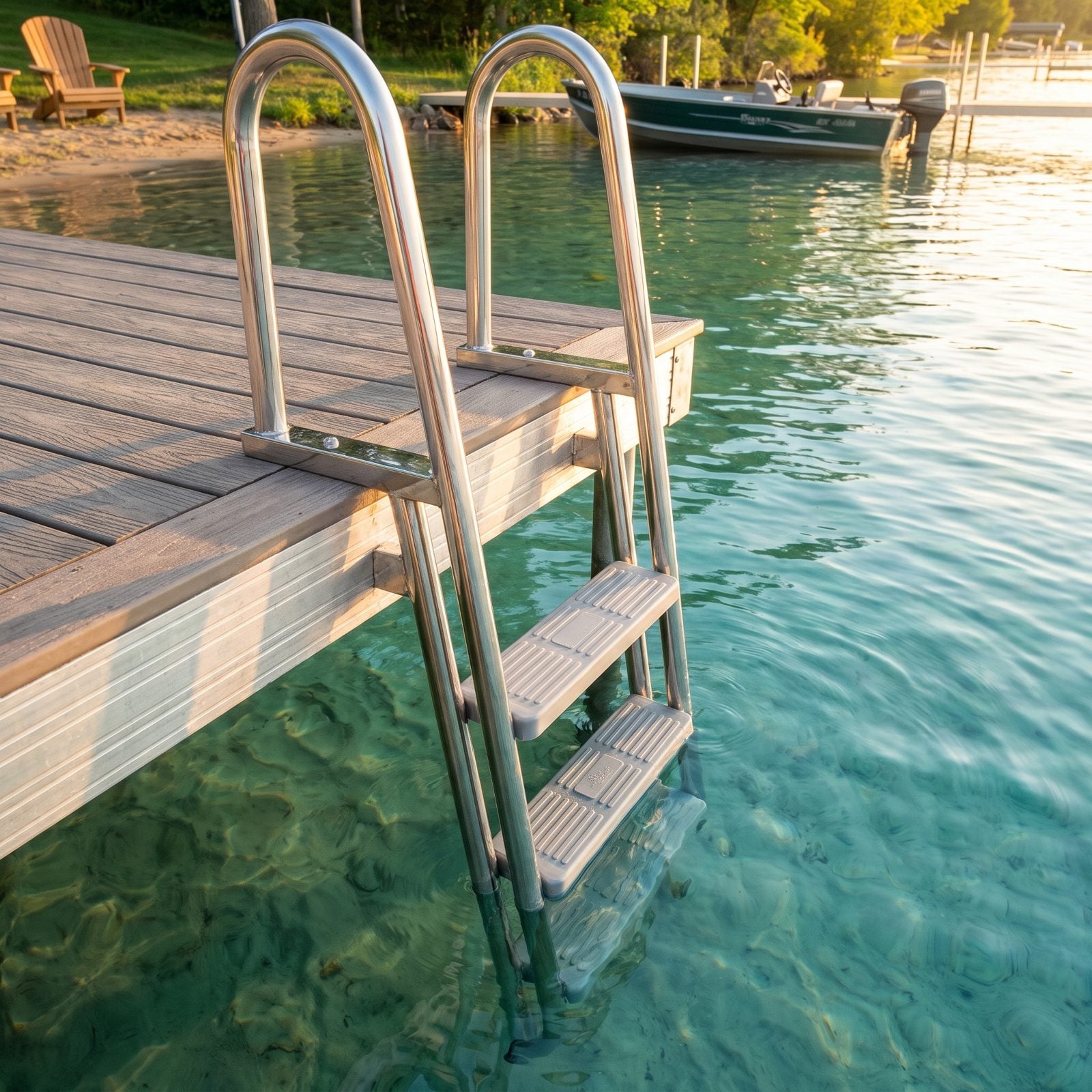 A Flip-Up Swim Ladder With Wide, Barefoot-Friendly Steps