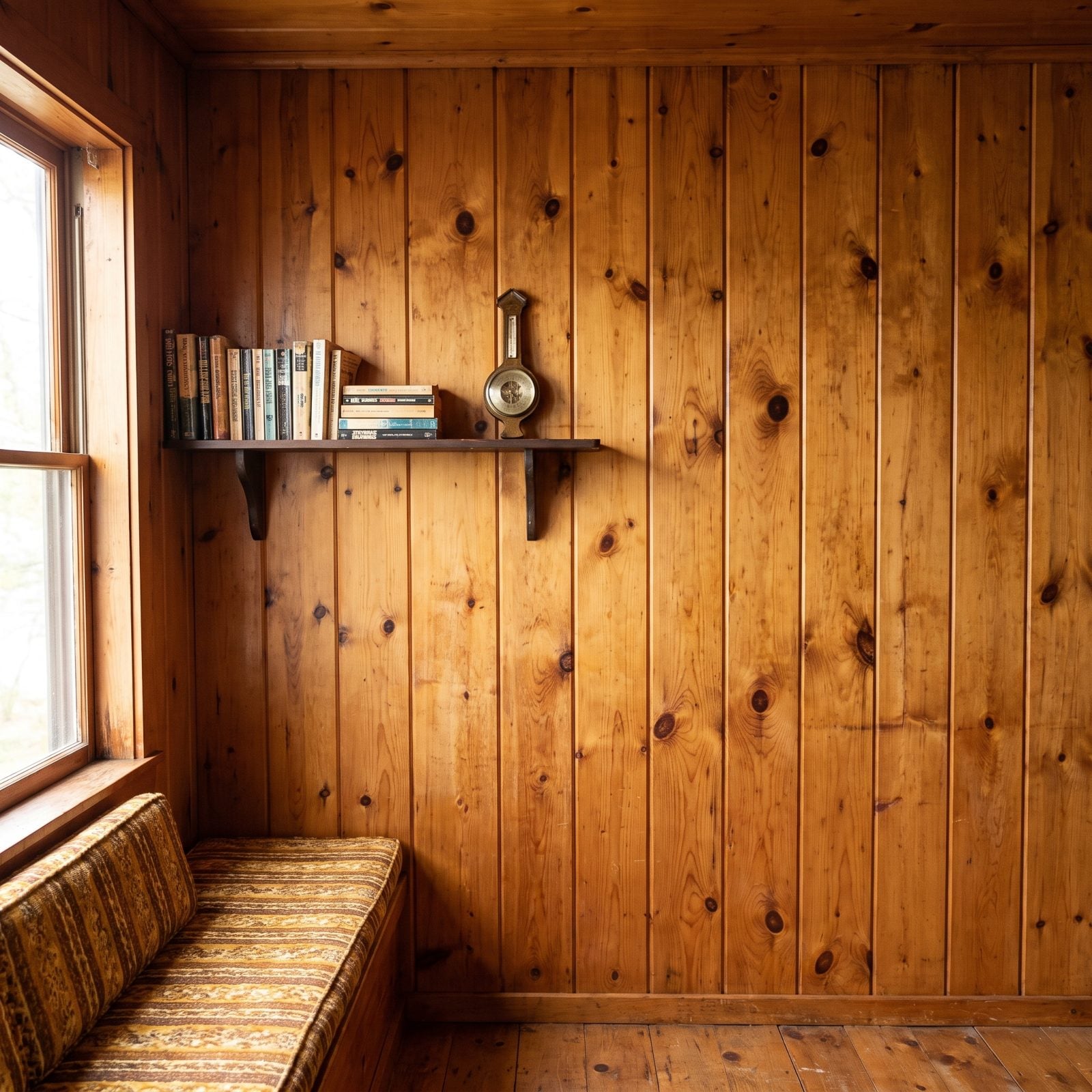 Floor-to-Ceiling Knotty-Pine Walls