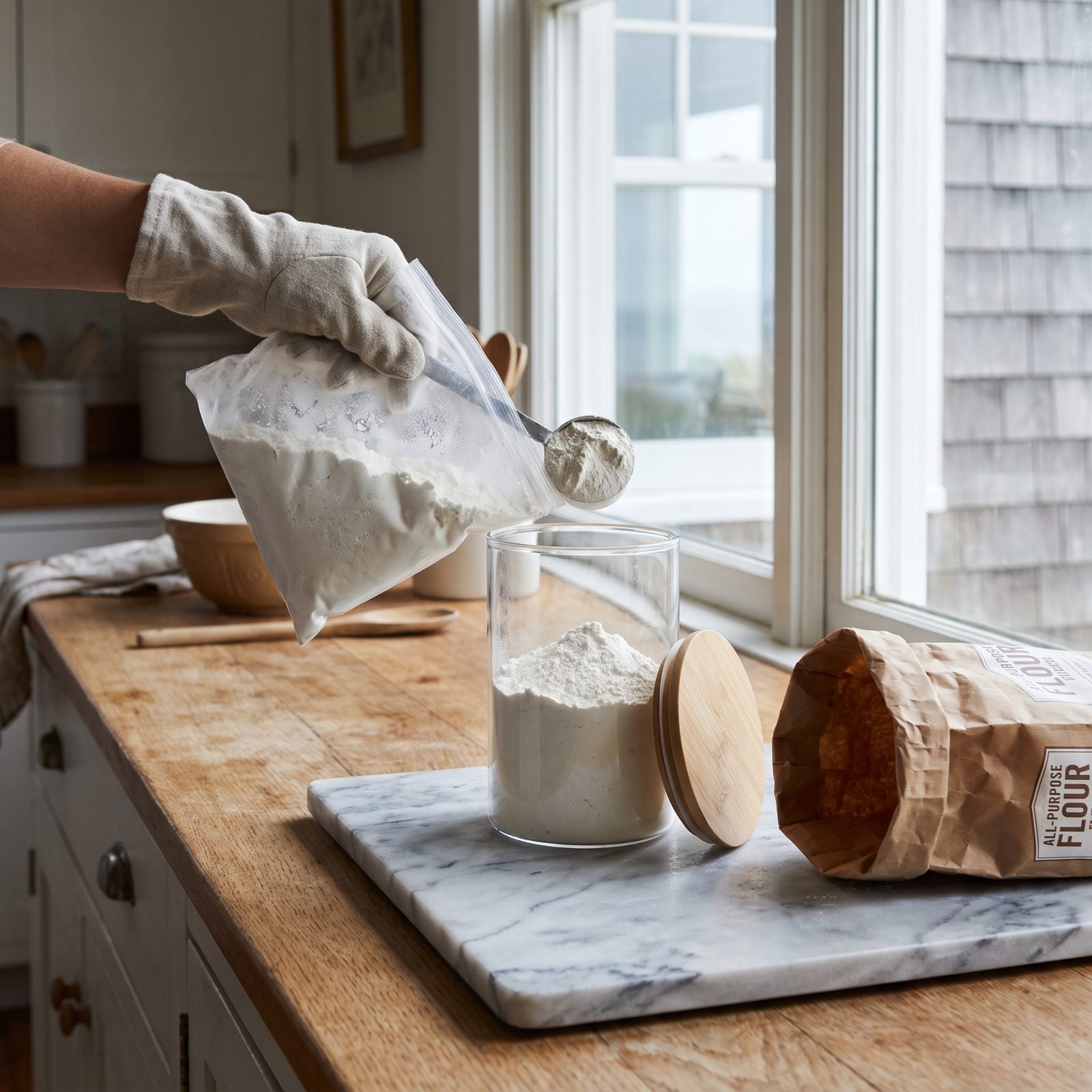 Freeze New Flour Briefly Before Airtight Pantry Storage