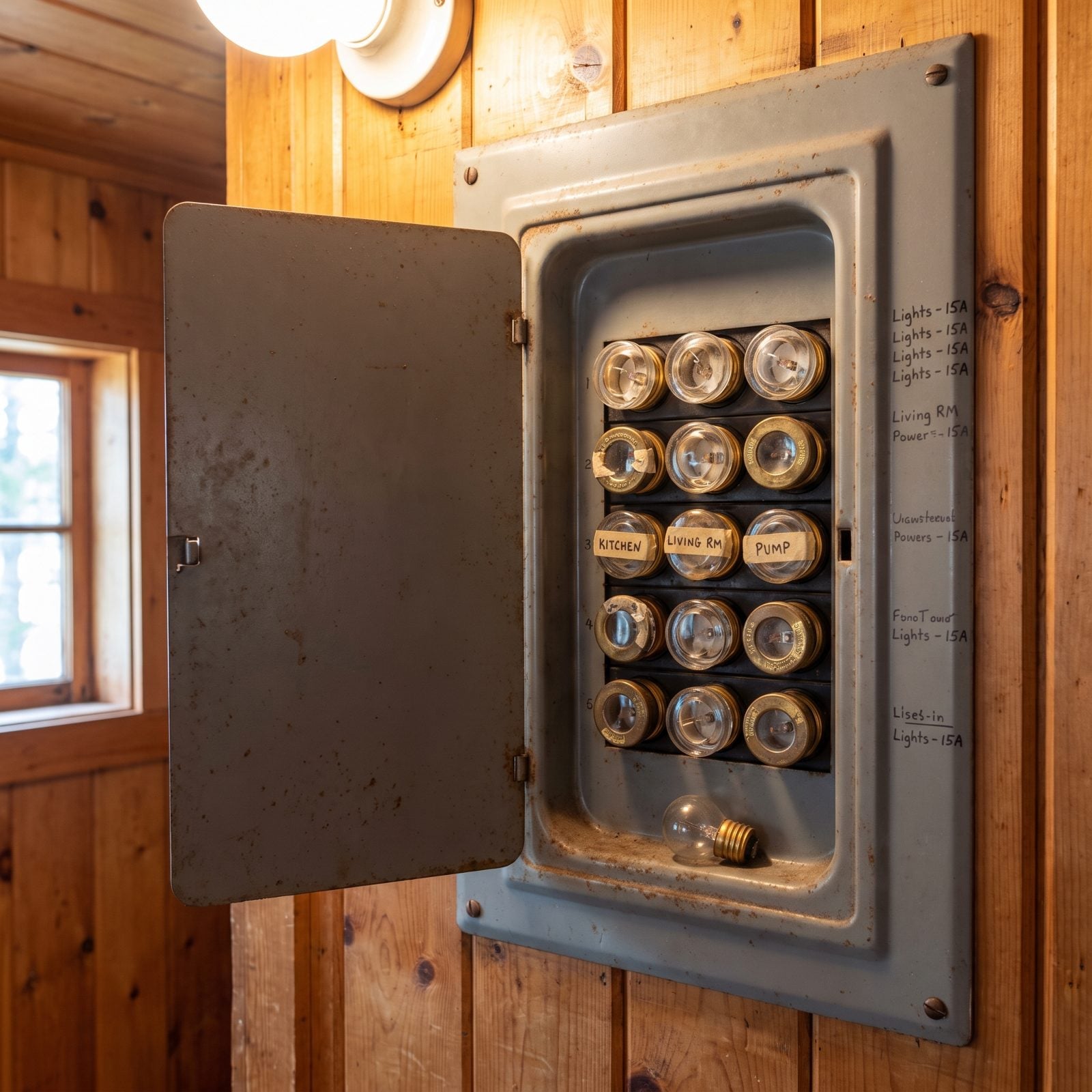 The Fuse Box Filled With Screw-In Glass Fuses