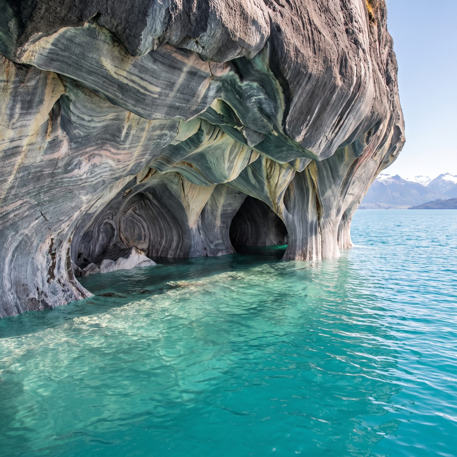 General Carrera Lake, Chile and Argentina, Turquoise Water Around the Marble Caves