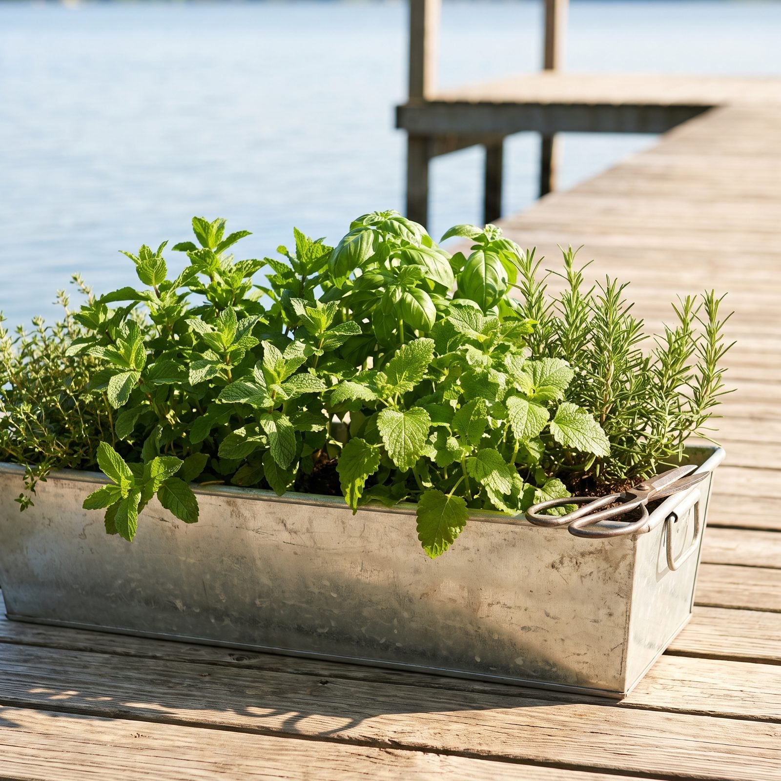 Grow Cocktail Herbs in a Trough Beside the Dock