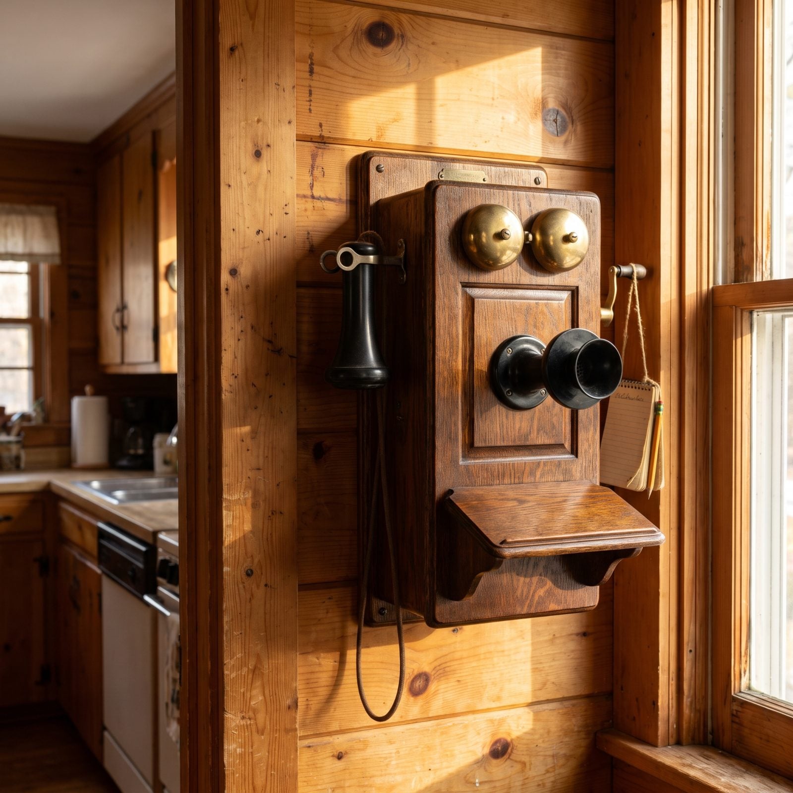 A Hand-Crank Telephone Bolted to the Wall