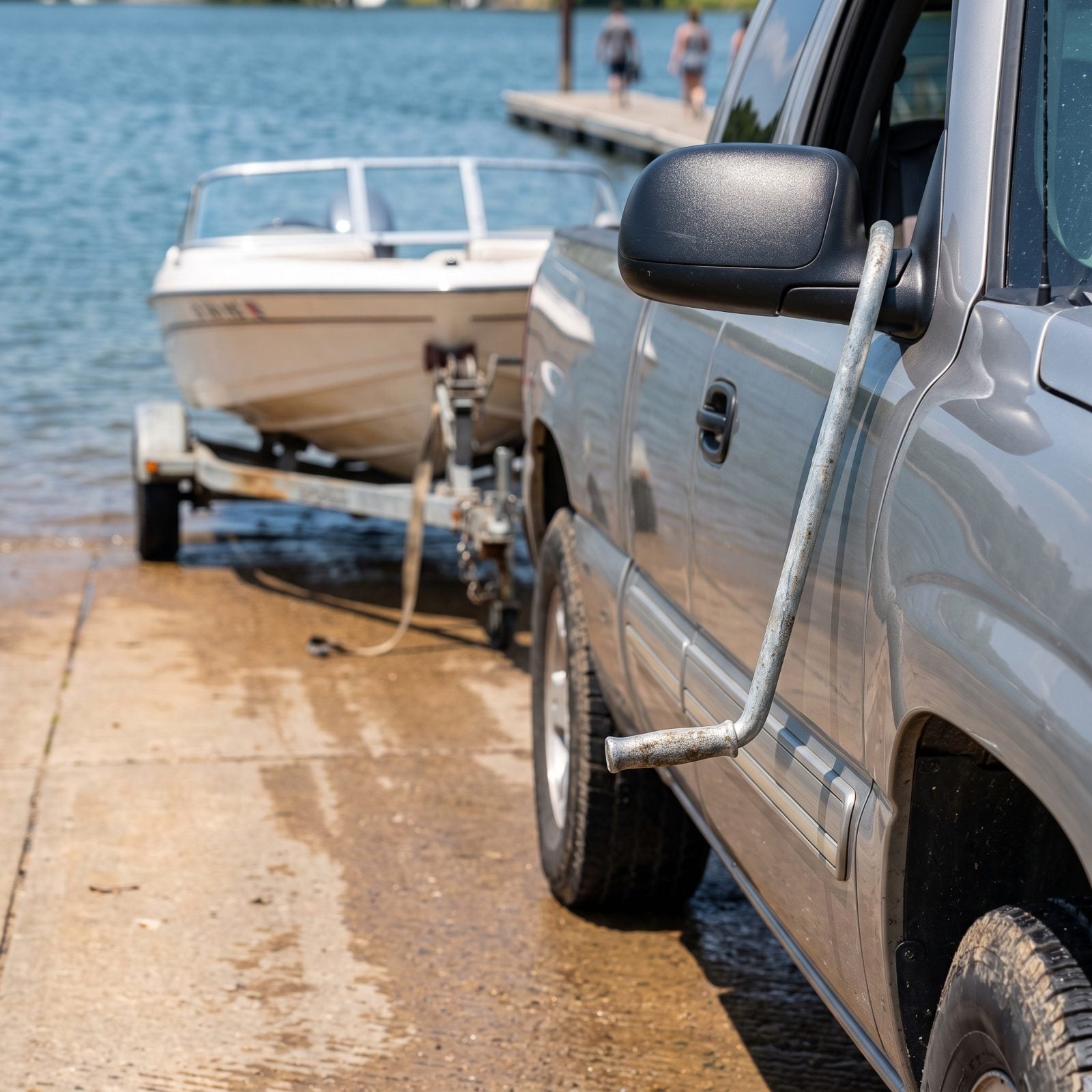 Hang the Winch Handle From the Tow Vehicle's Mirror Until the Bow Is Secured