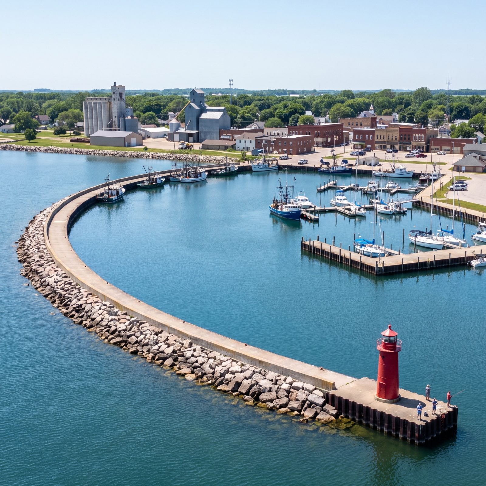 Harbor Beach, Michigan, A Giant Breakwall Shelters a Local Lake Huron Port