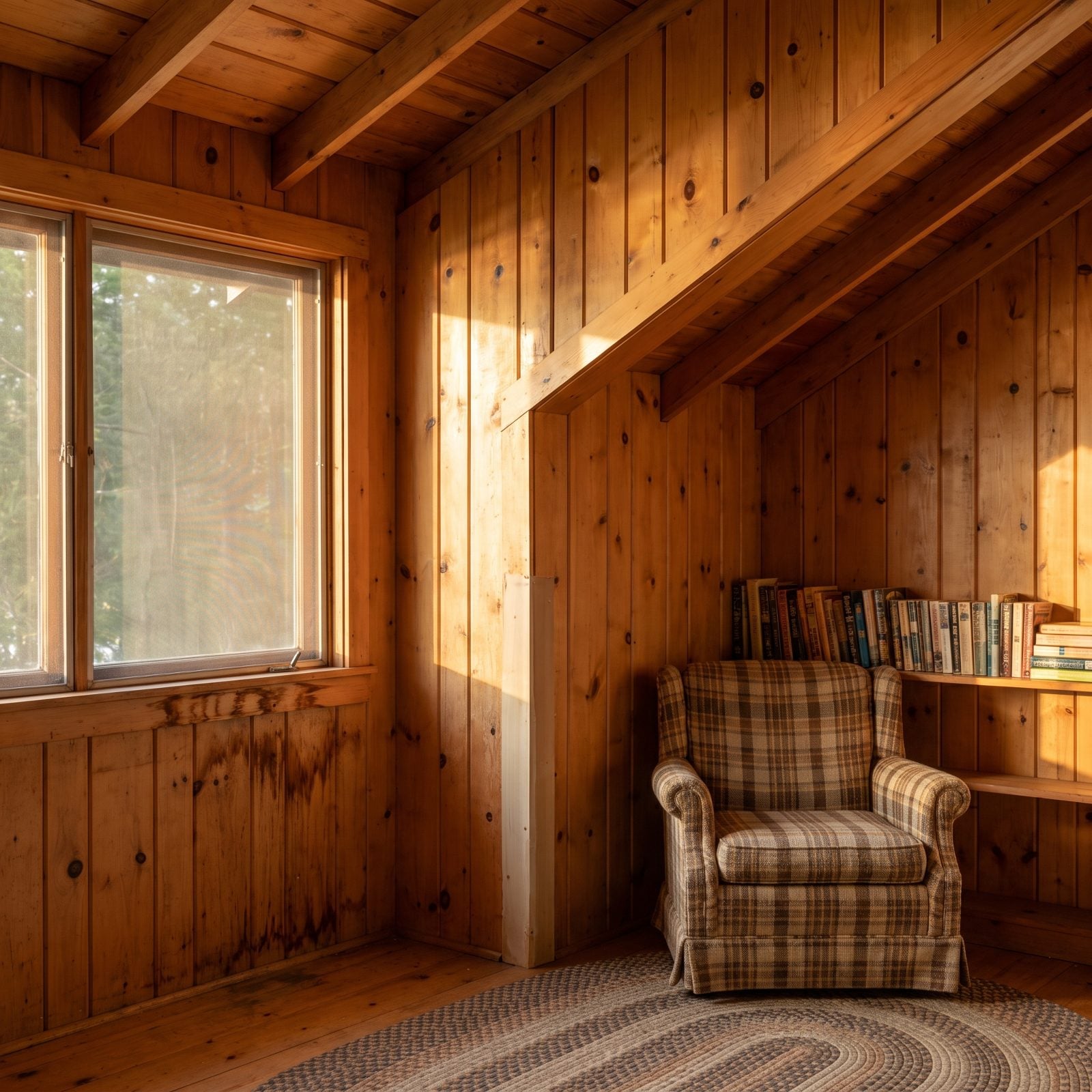 Honey-Colored Knotty-Pine Walls and Ceilings