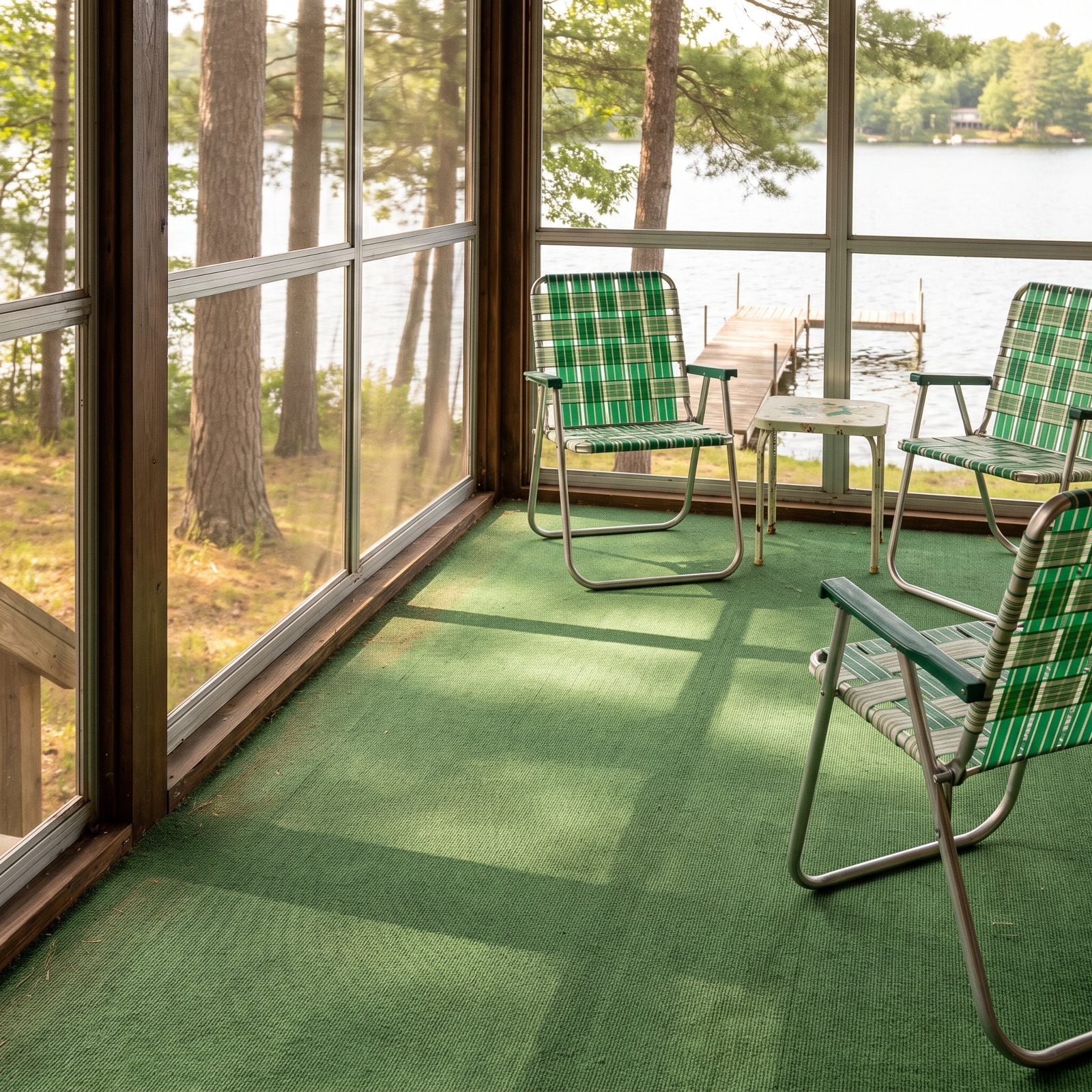 Indoor-Outdoor Carpet Across the Screened Porch