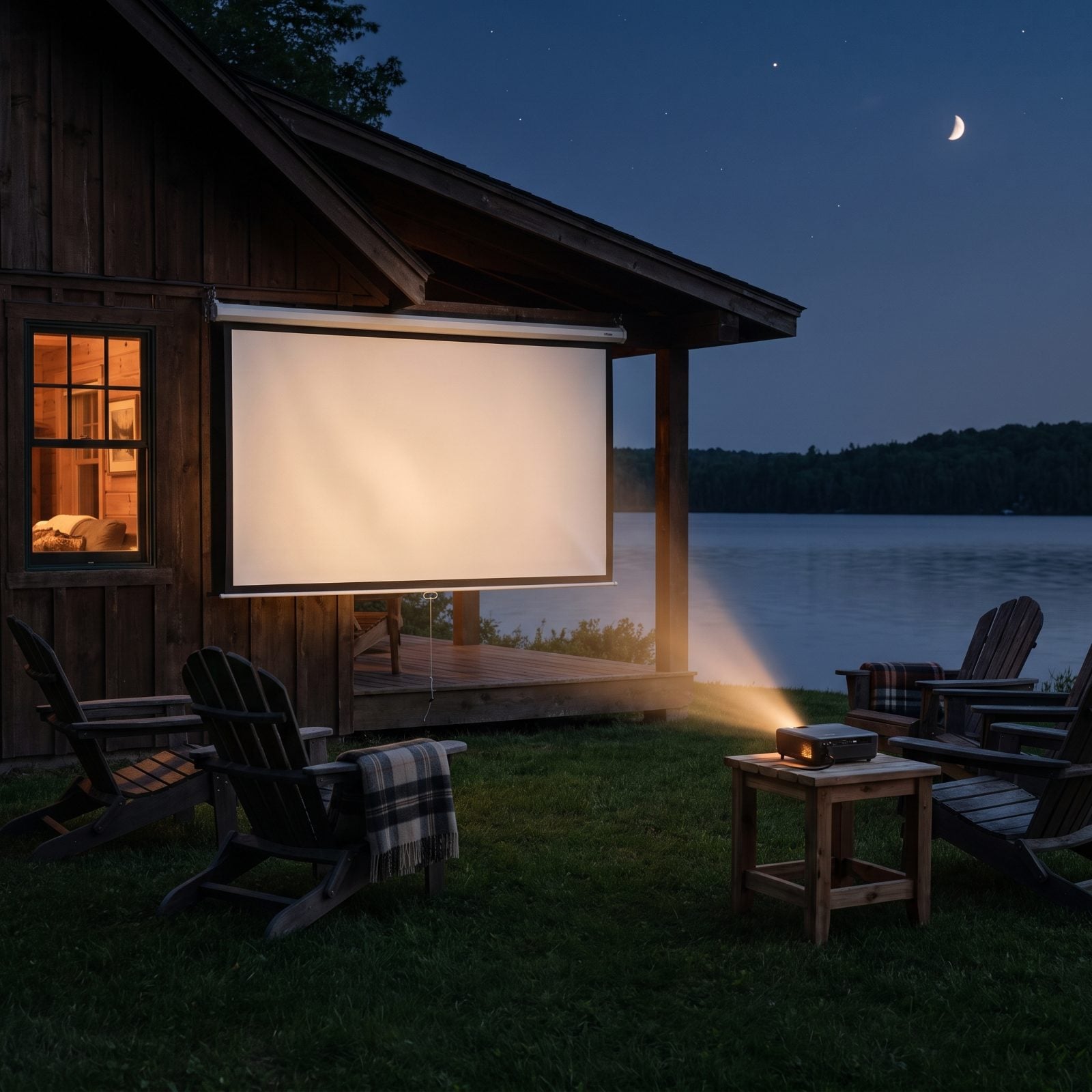 Keep an Outdoor Movie Screen Rolled Beneath the Eaves