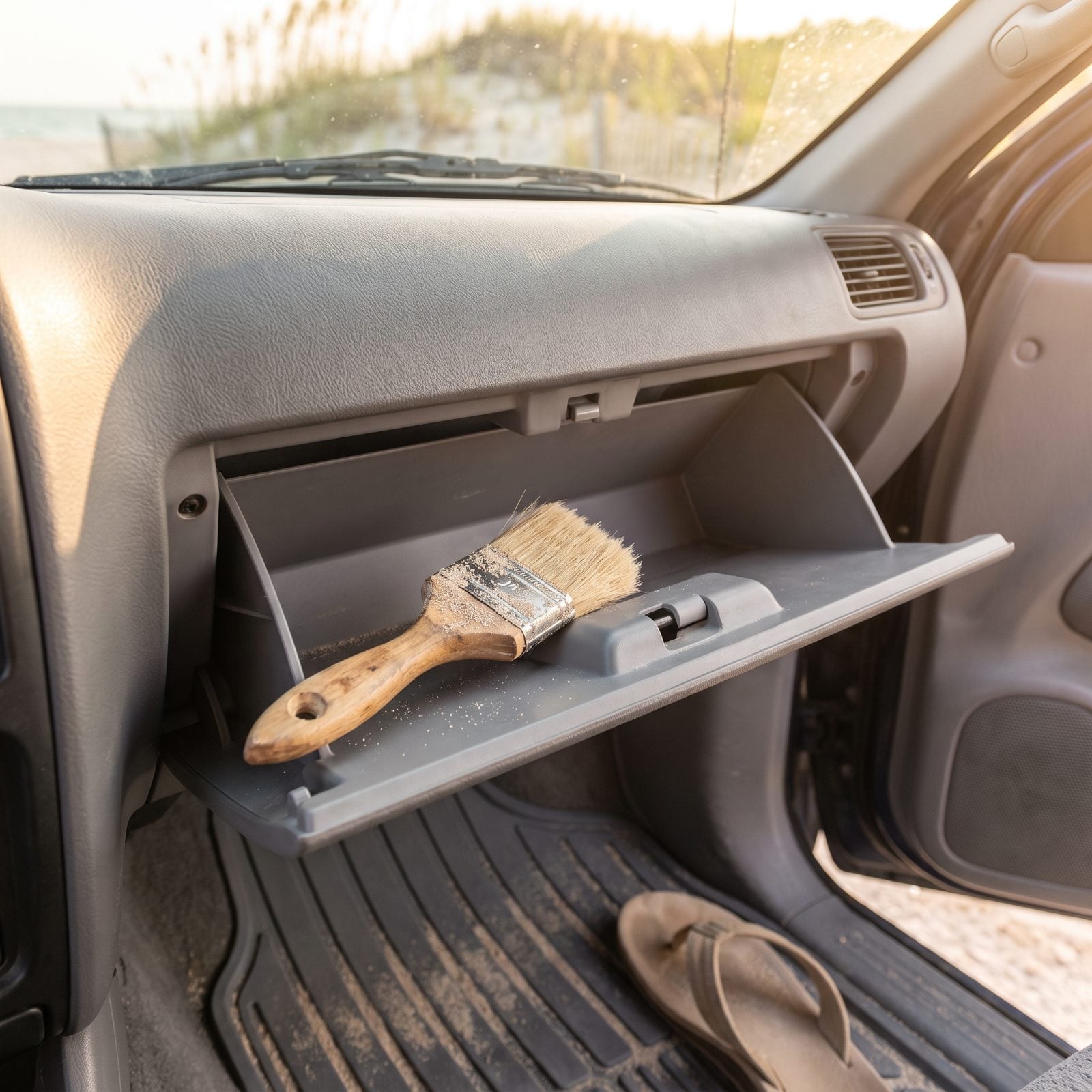 Keep a Stiff Paintbrush in the Car for Sandy Crevices