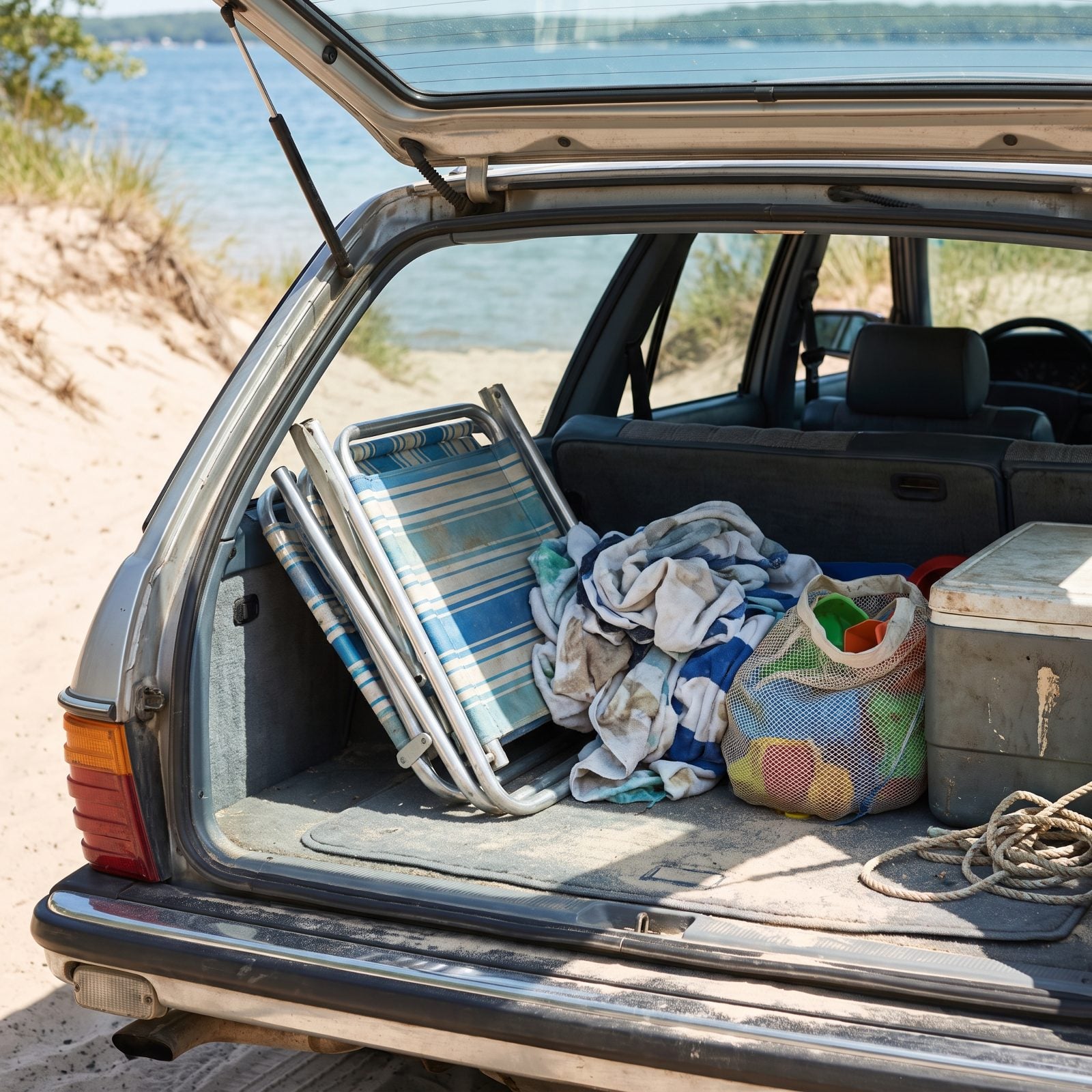 Keeping the Car Spotless, Sand, Towels, and Folding Chairs Become Permanent Passengers