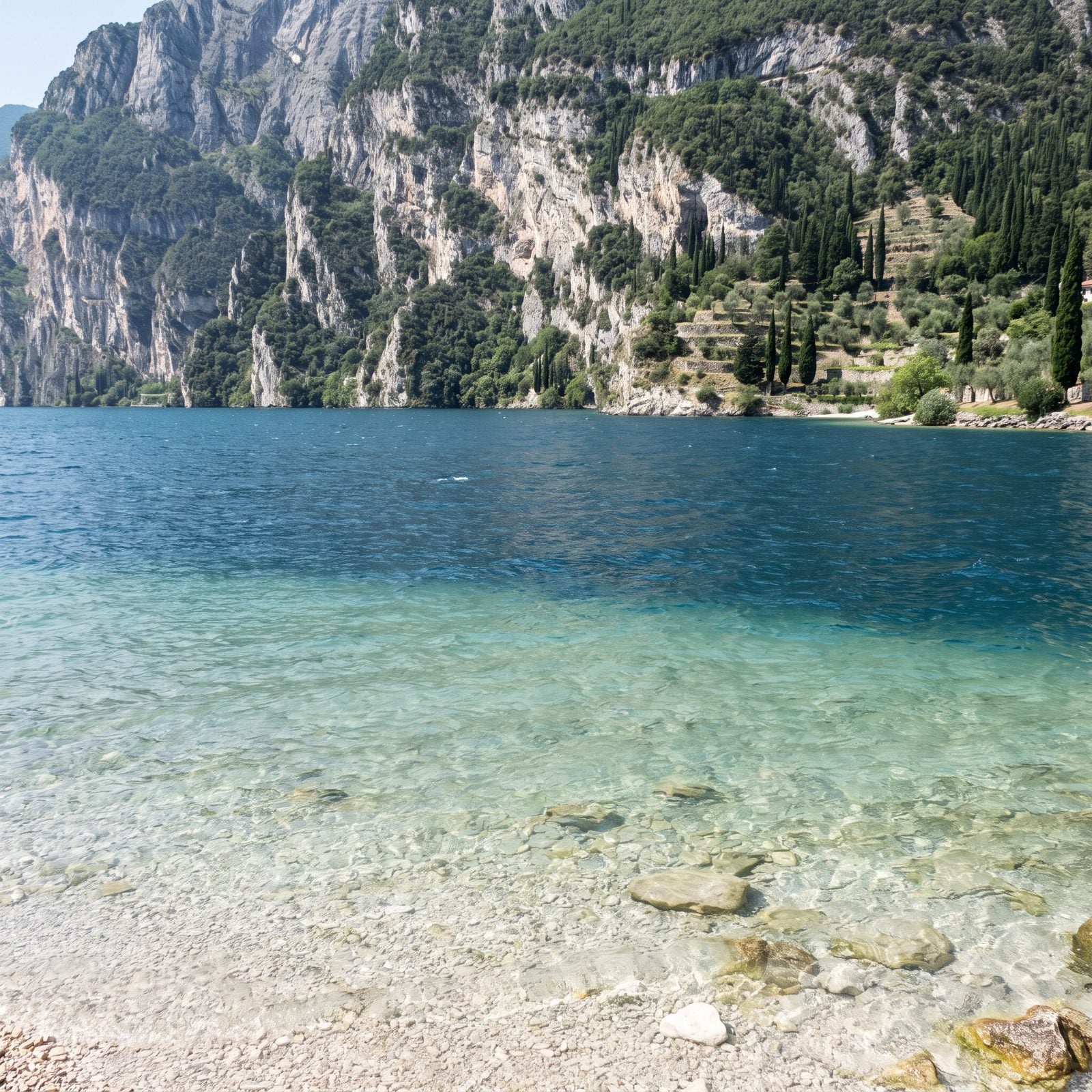 Lake Garda, Italy, Pale Turquoise Bays Along the Mountainous North Shore