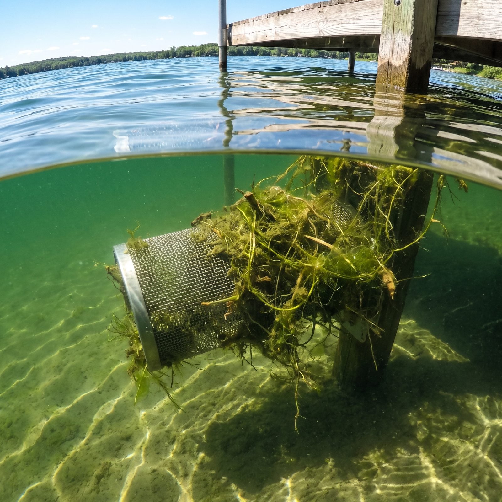 Lake-Water Intake Screens Clog Solid With Weeds and Algae