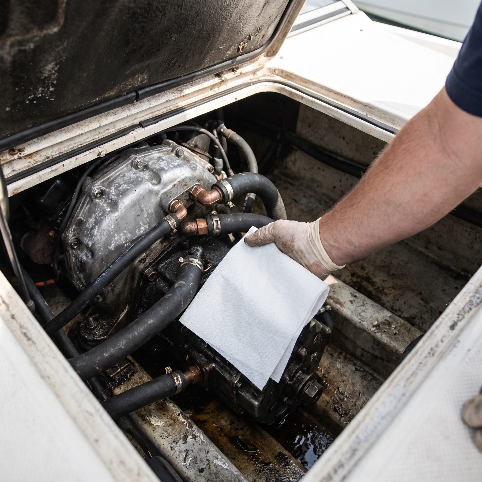 Lay a Dry Paper Towel Beneath the Engine to Reveal Fresh Leaks