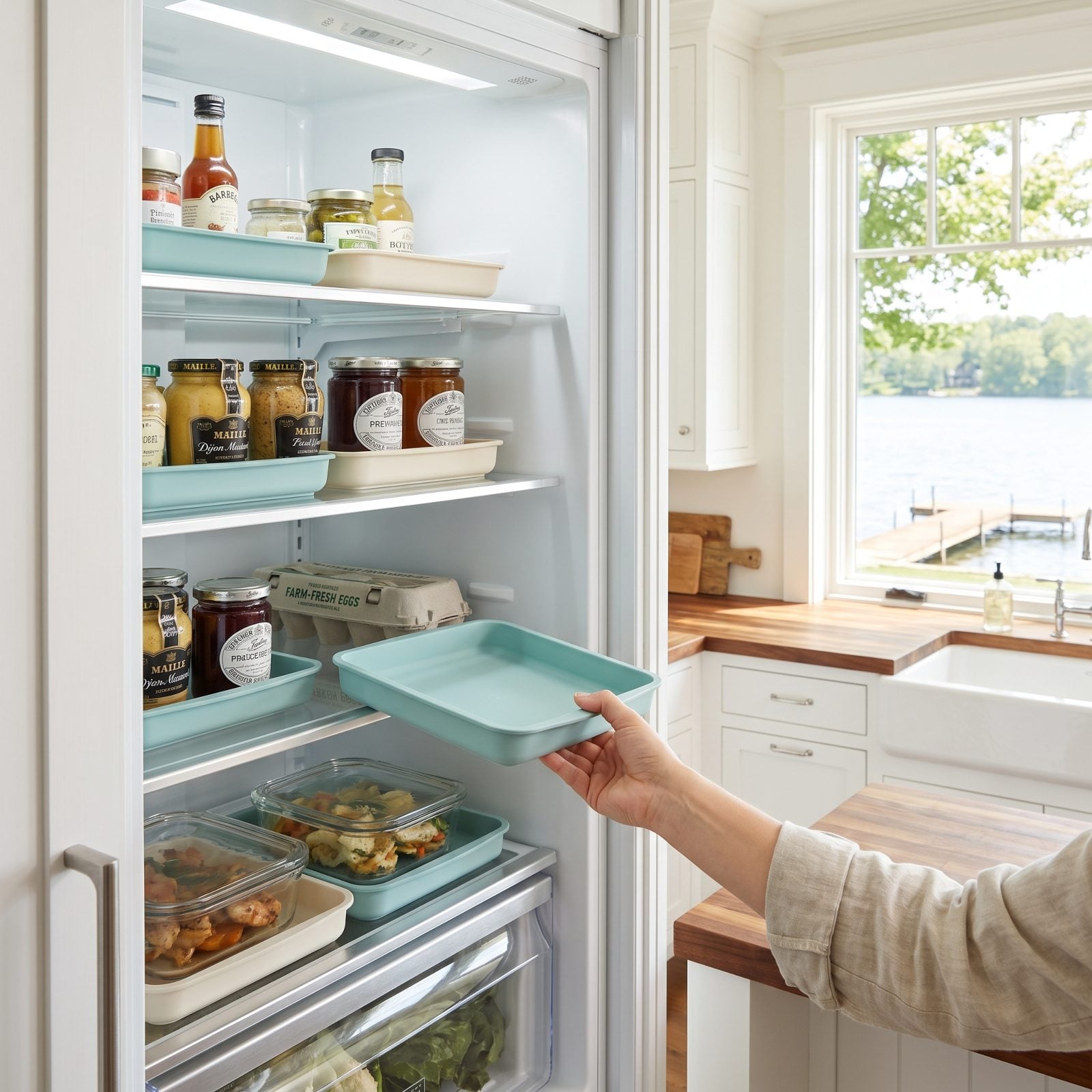 Line Refrigerator Shelves With Washable Trays