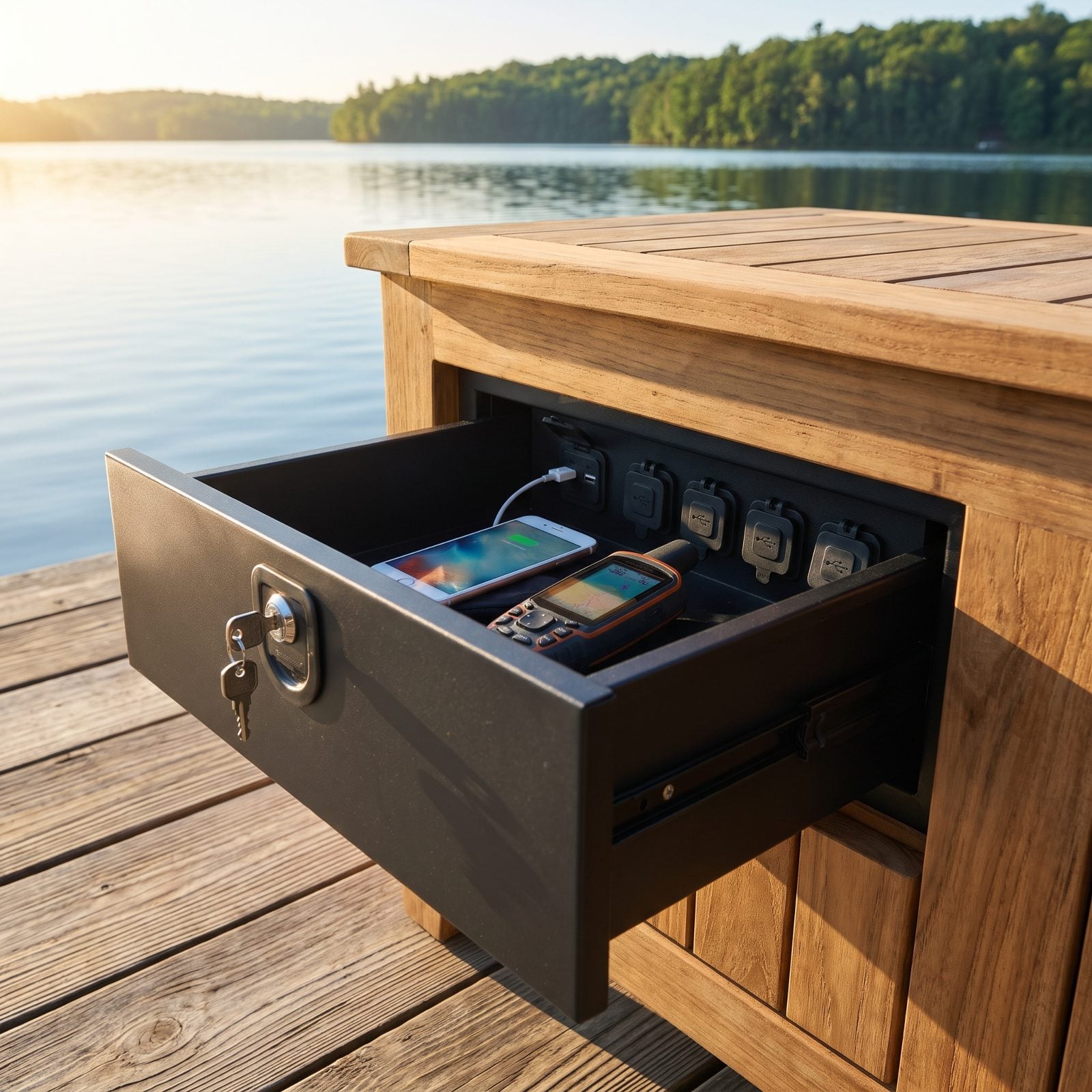 A Lockable Charging Drawer With Weatherproof USB Ports