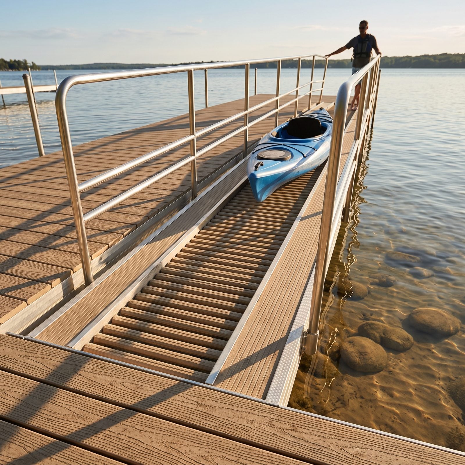 A Low-Freeboard Kayak Launch With Side Grab Rails