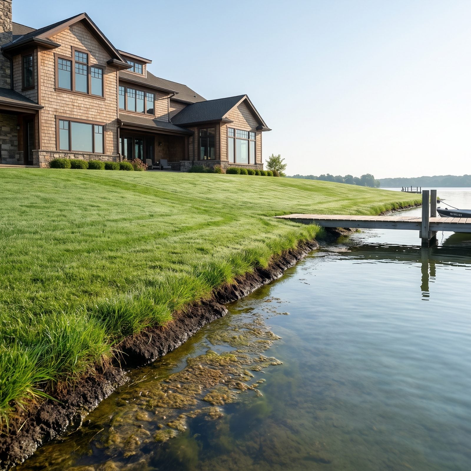 A Manicured Lawn Running Right to the Waterline
