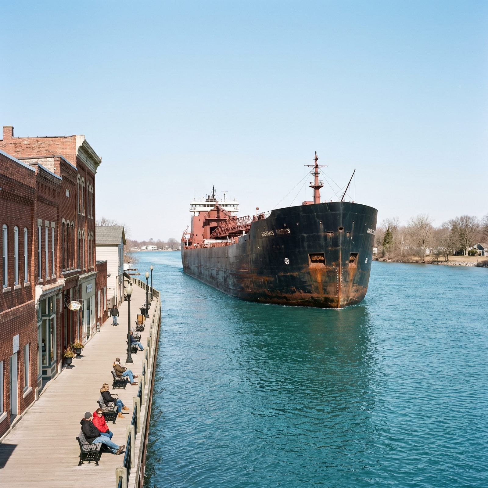 Marine City, Michigan, Lakers Slide Past Downtown Close Enough to Wave