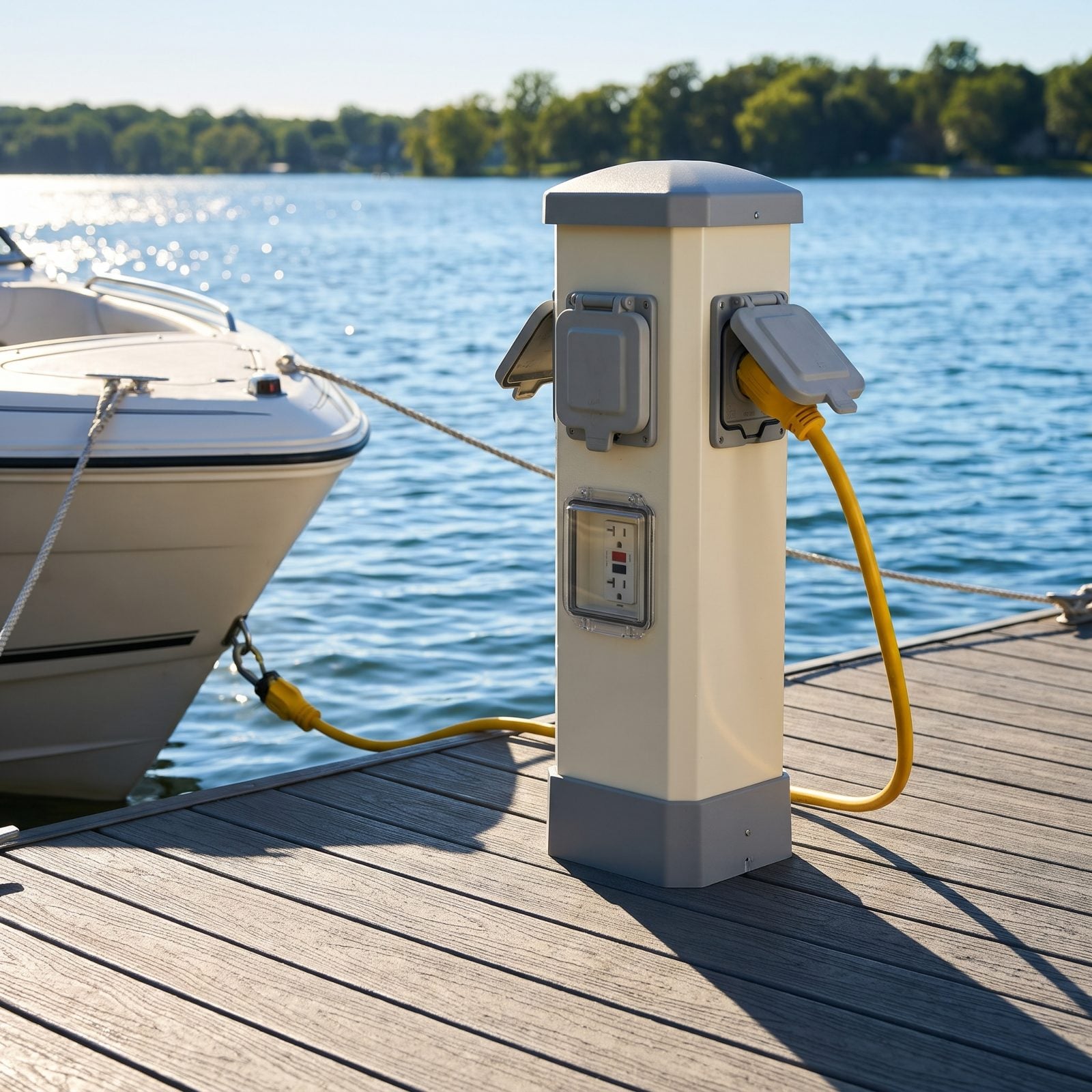 A Marine-Rated GFCI Power Pedestal