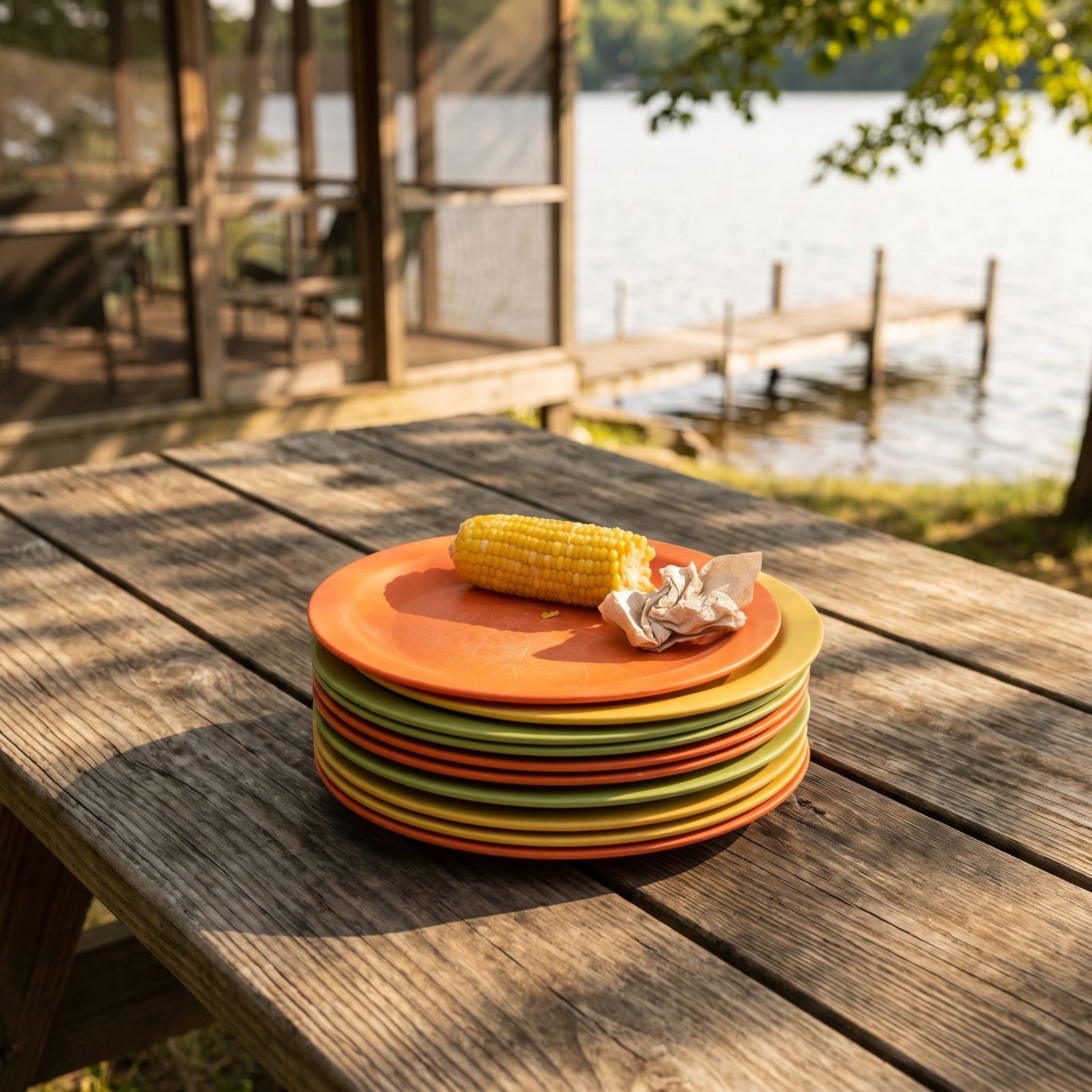 Melamine Picnic Plates in Bright 1970s Colors