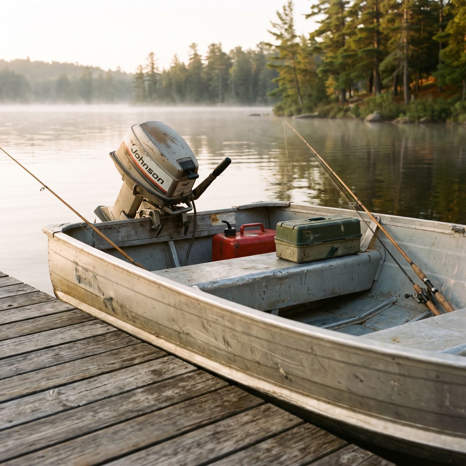 The Old Aluminum Fishing Boat With a Sputtering Outboard