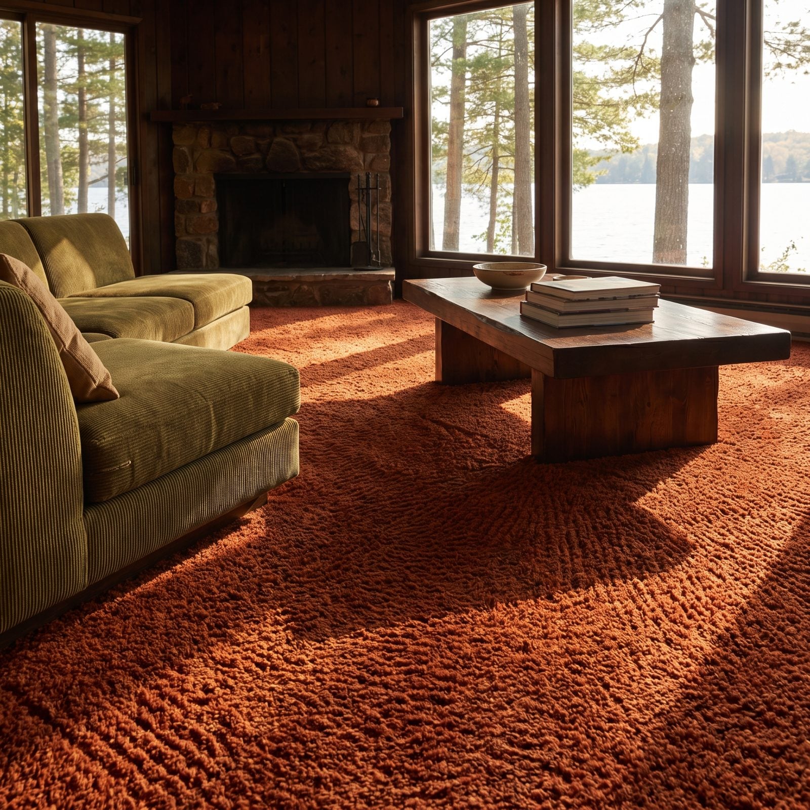 Orange Shag Carpet in the Great Room