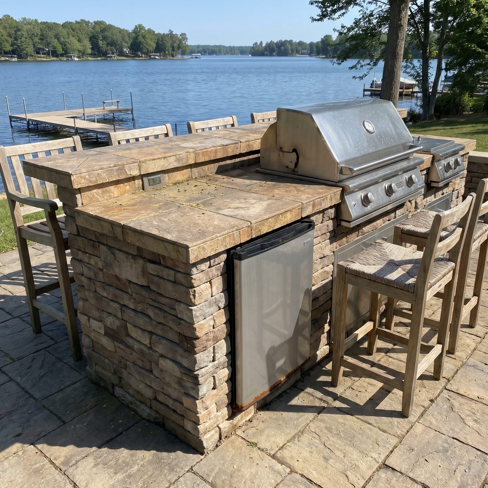 An Outdoor Kitchen Built by the Water
