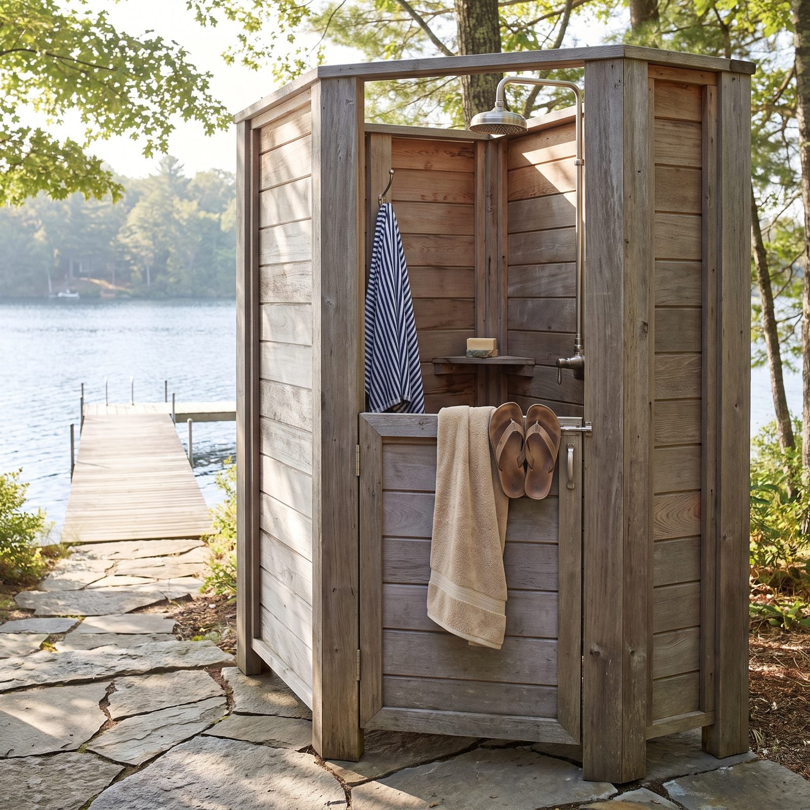 An Outdoor Shower Near the Dock