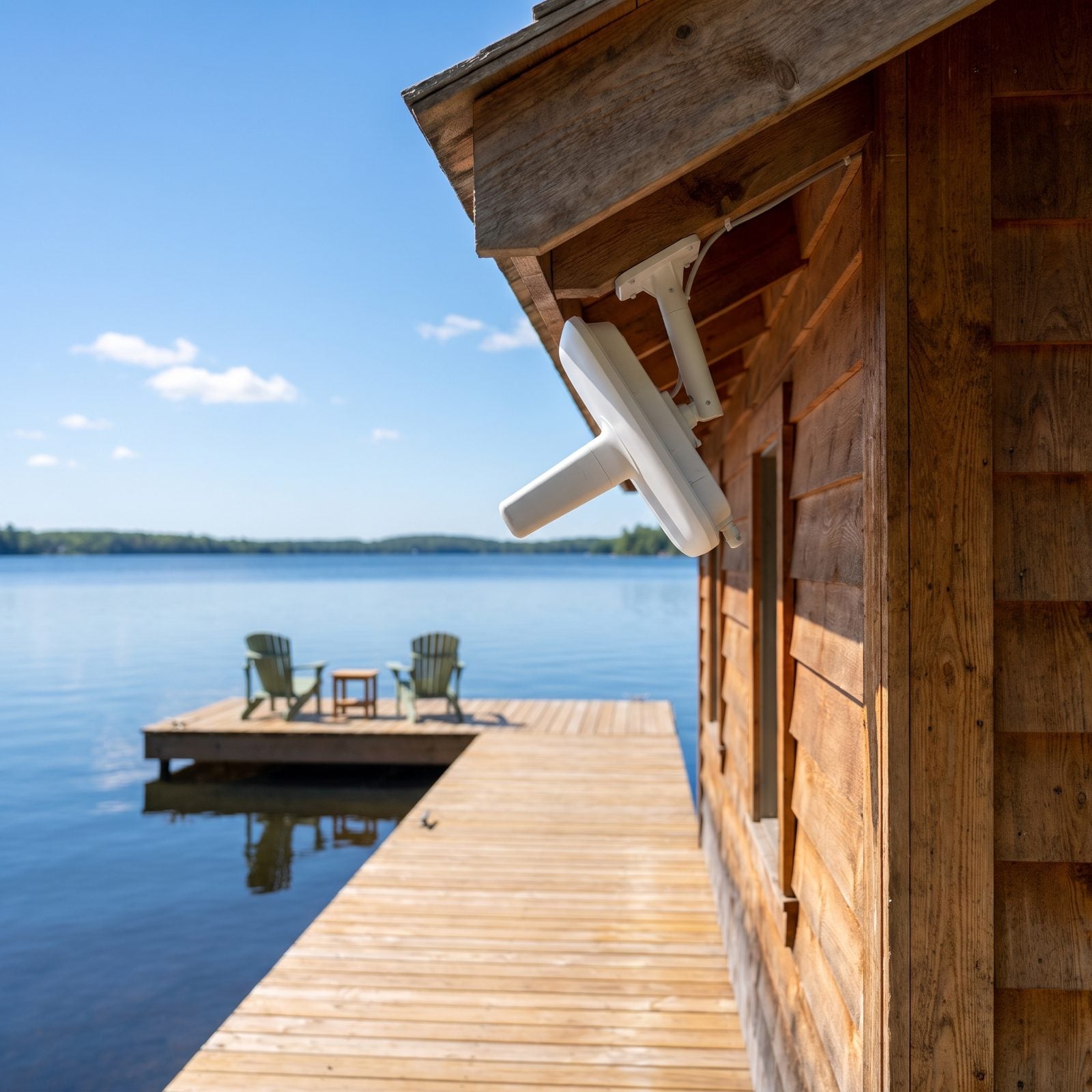 An Outdoor Wi-Fi Access Point Aimed Toward the Dock